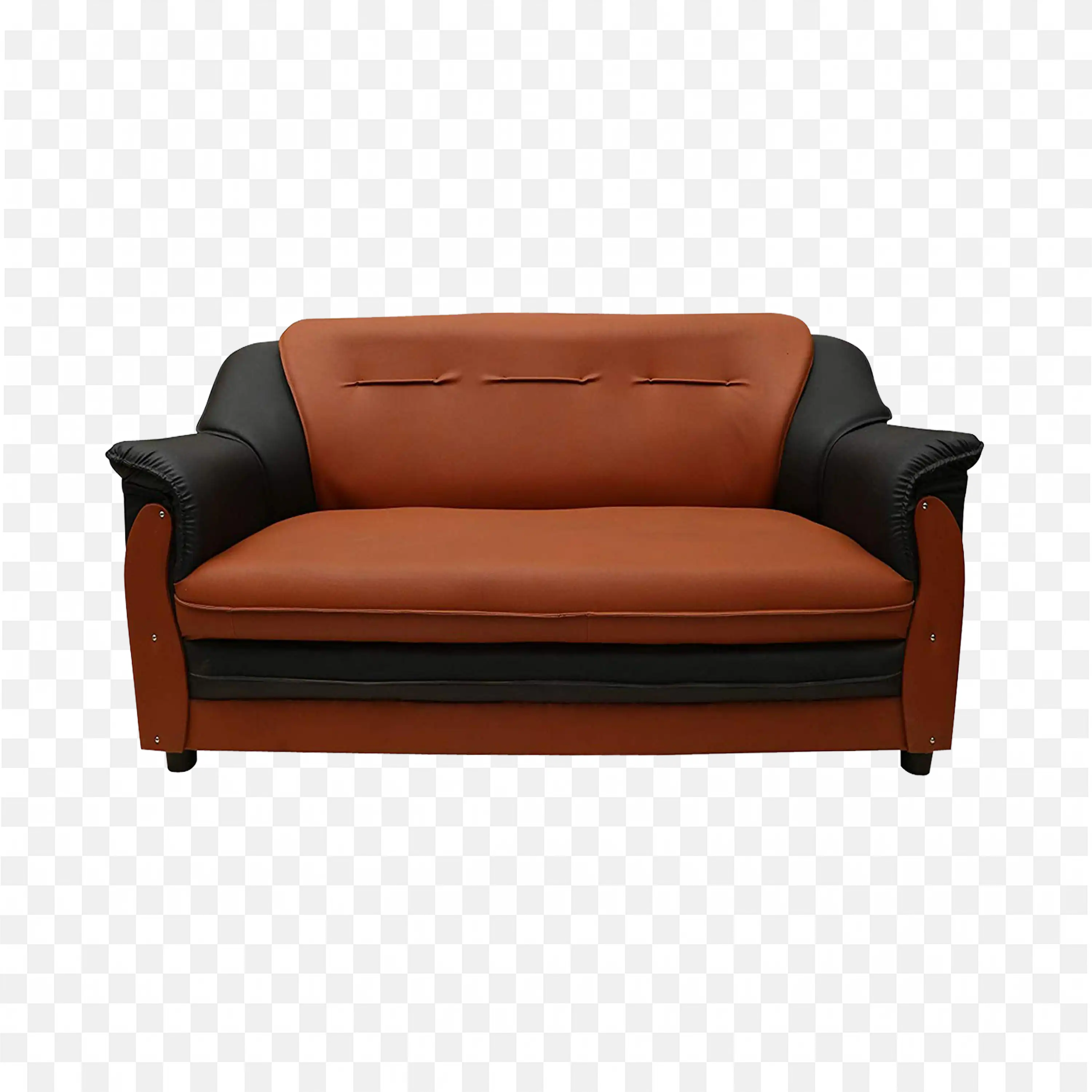 Comfortable Brown and Black Leather Sofa for Living Room