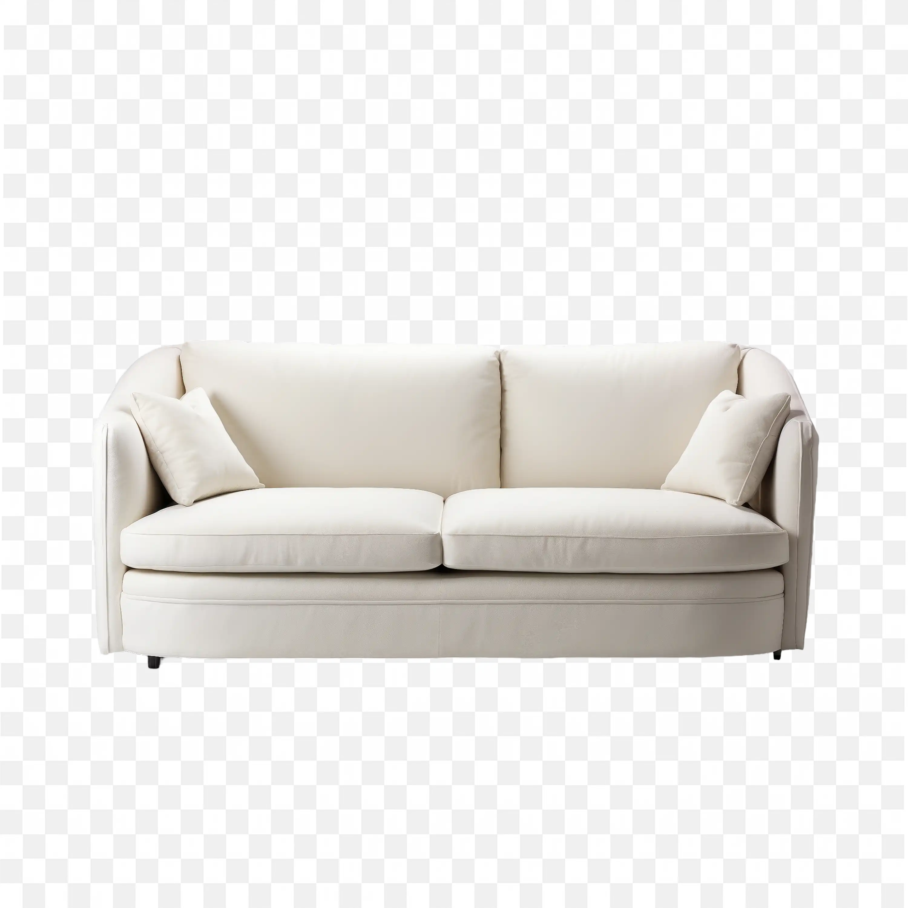 Comfortable Cream Colour Two Seater Sofa with Cushions Png