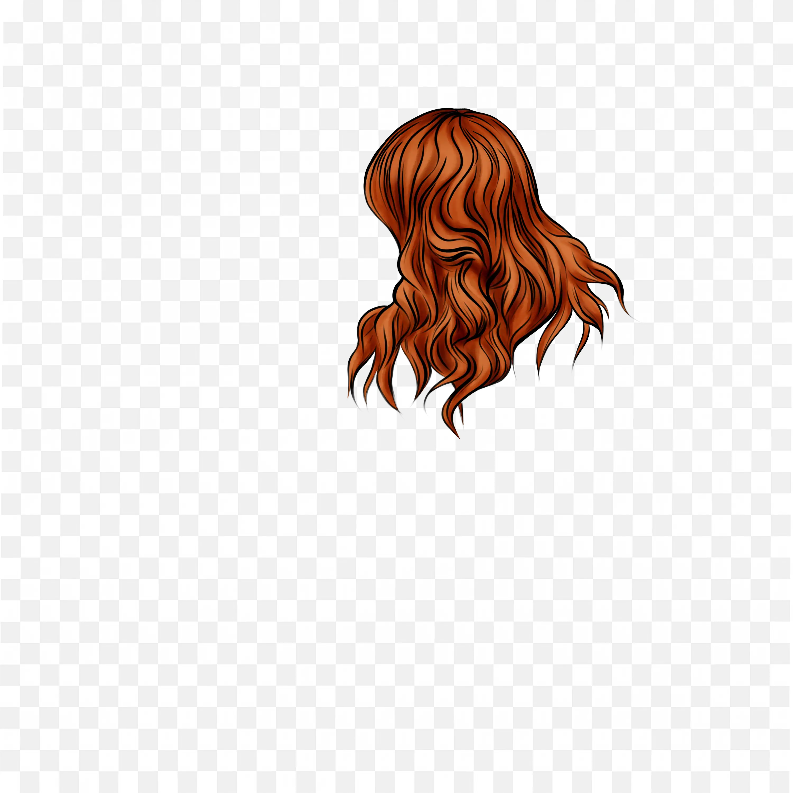 Curly Red Hair Flowing to Side Back View Graphic Image Free