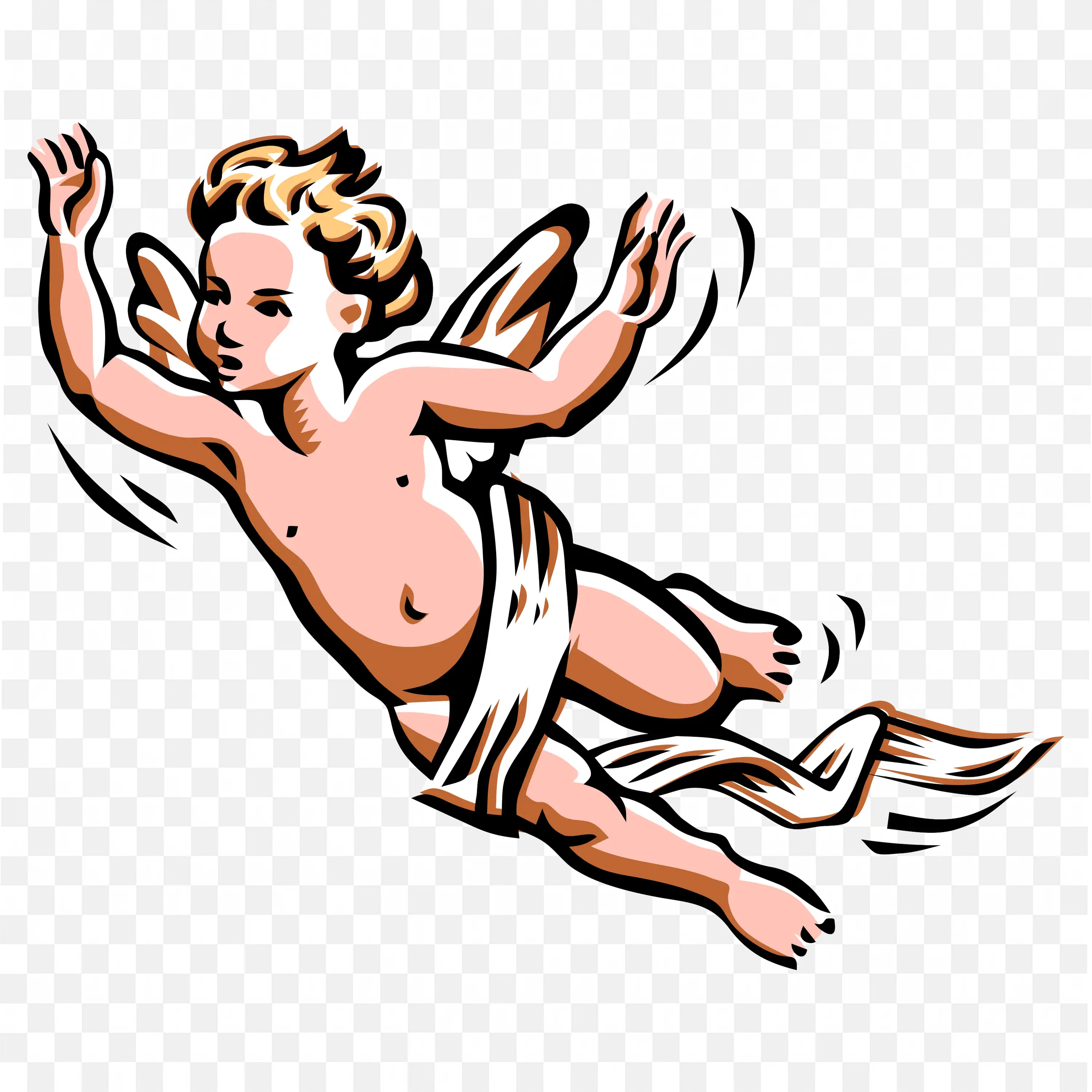 Cute Cupid with Wings and Bow Flying Through Air Free Png