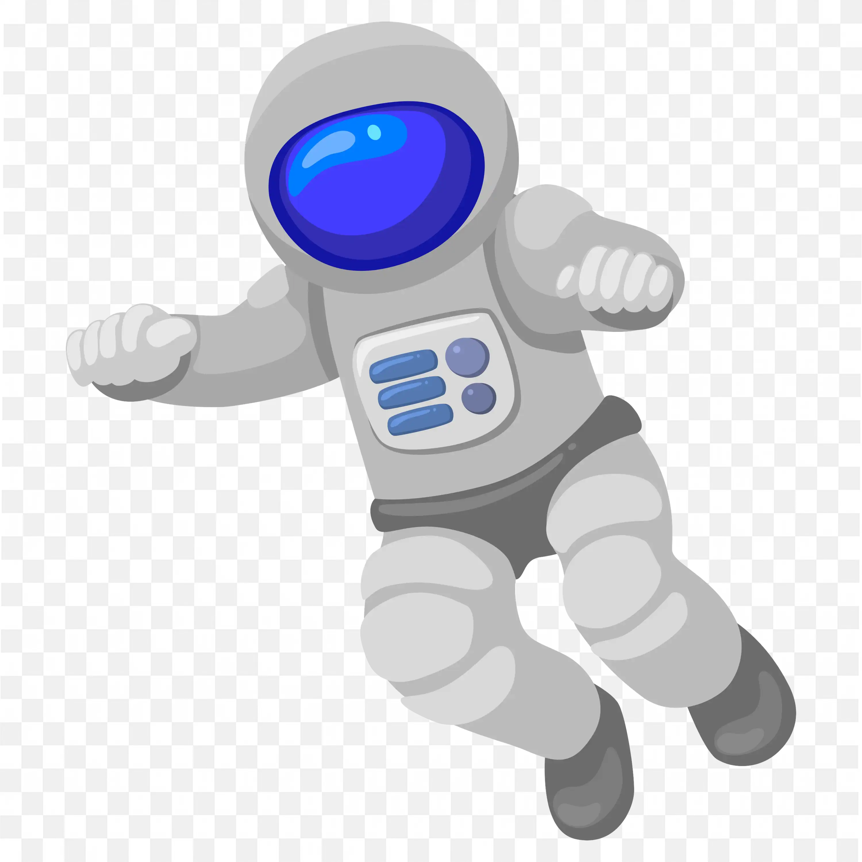 Cute Grey Robot Astronaut Floating in Space Png for Free