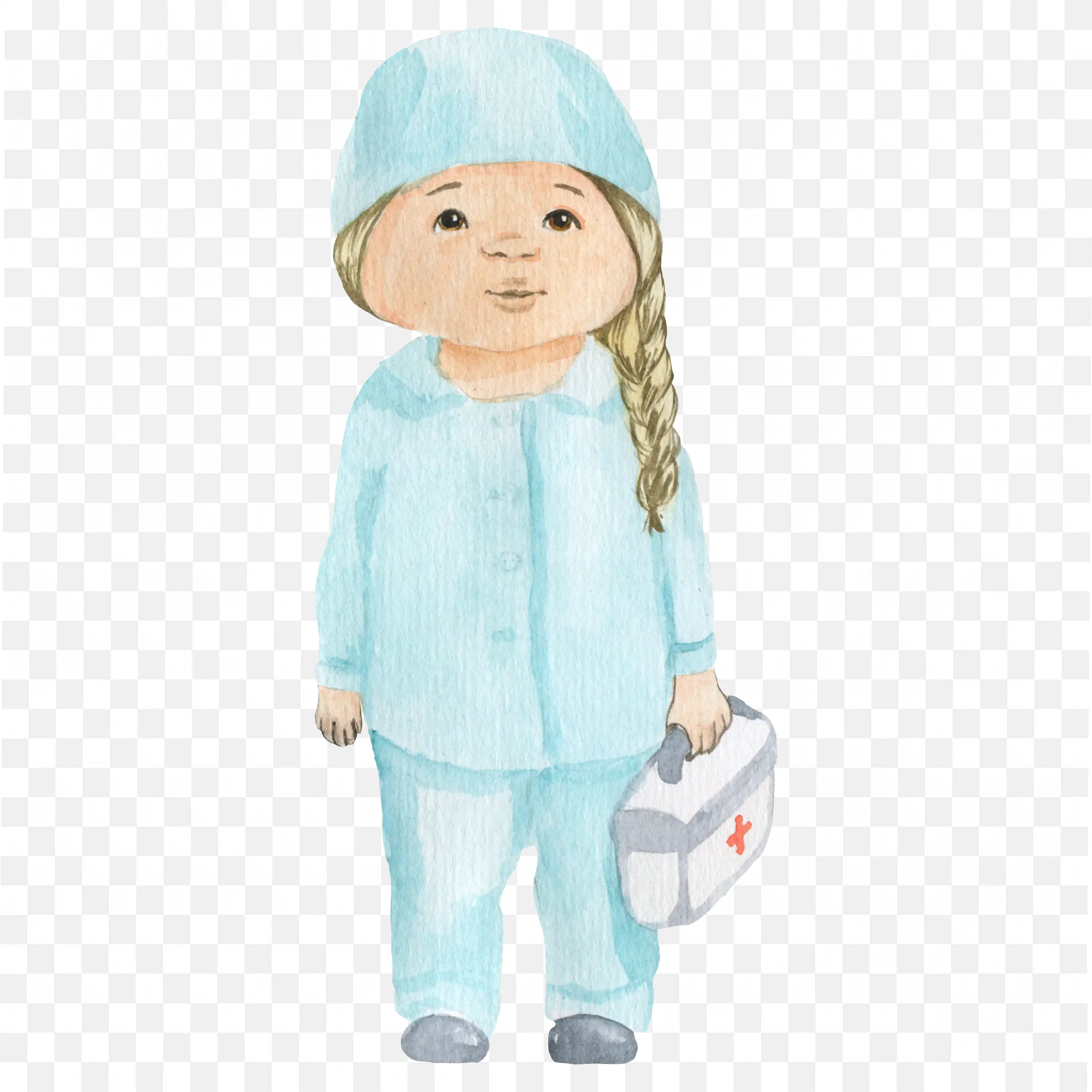 Cute Nurse Outfit Holding First Aid Kit Illustration Png