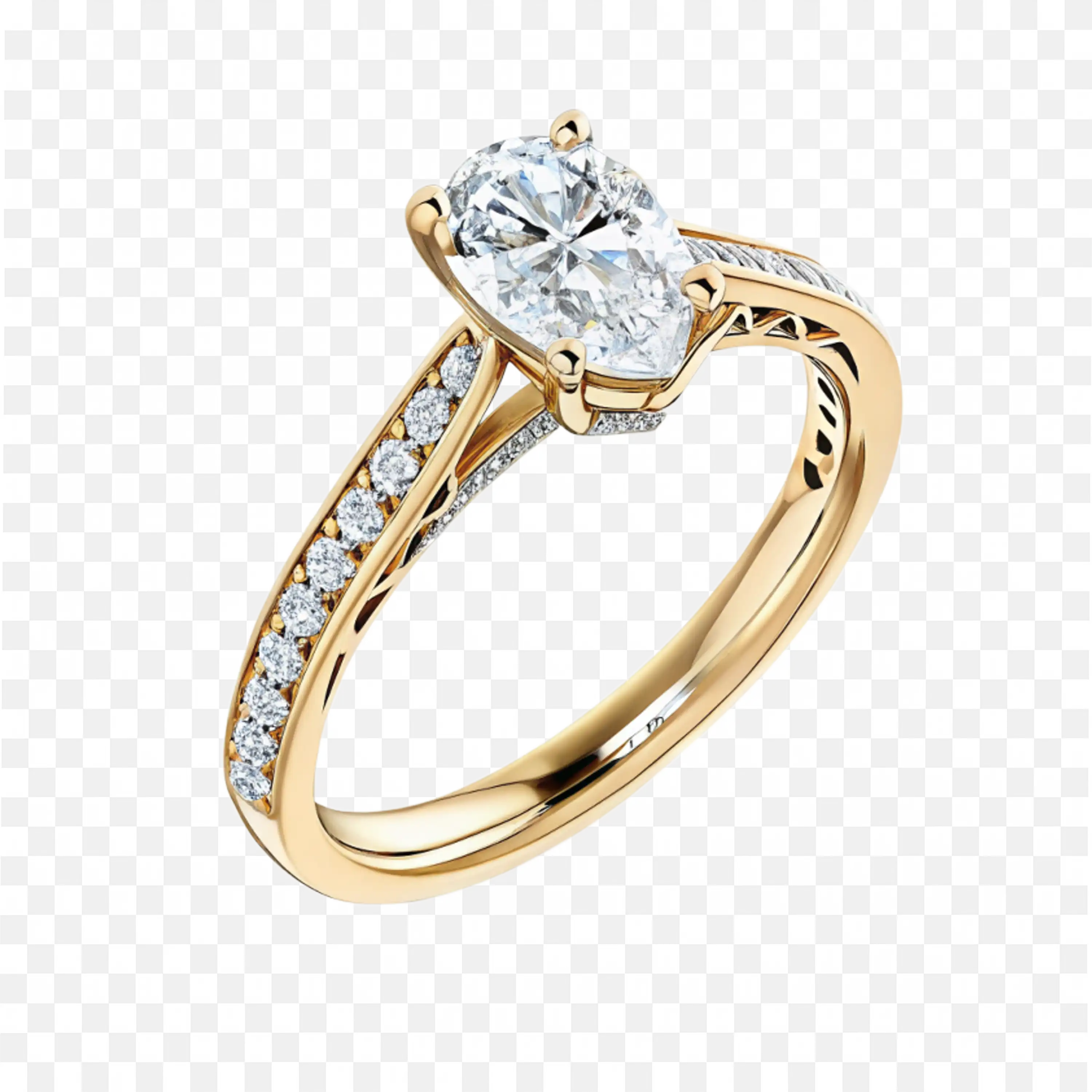 Diamond Engagement Ring with Elegant Detailing and Gold Band