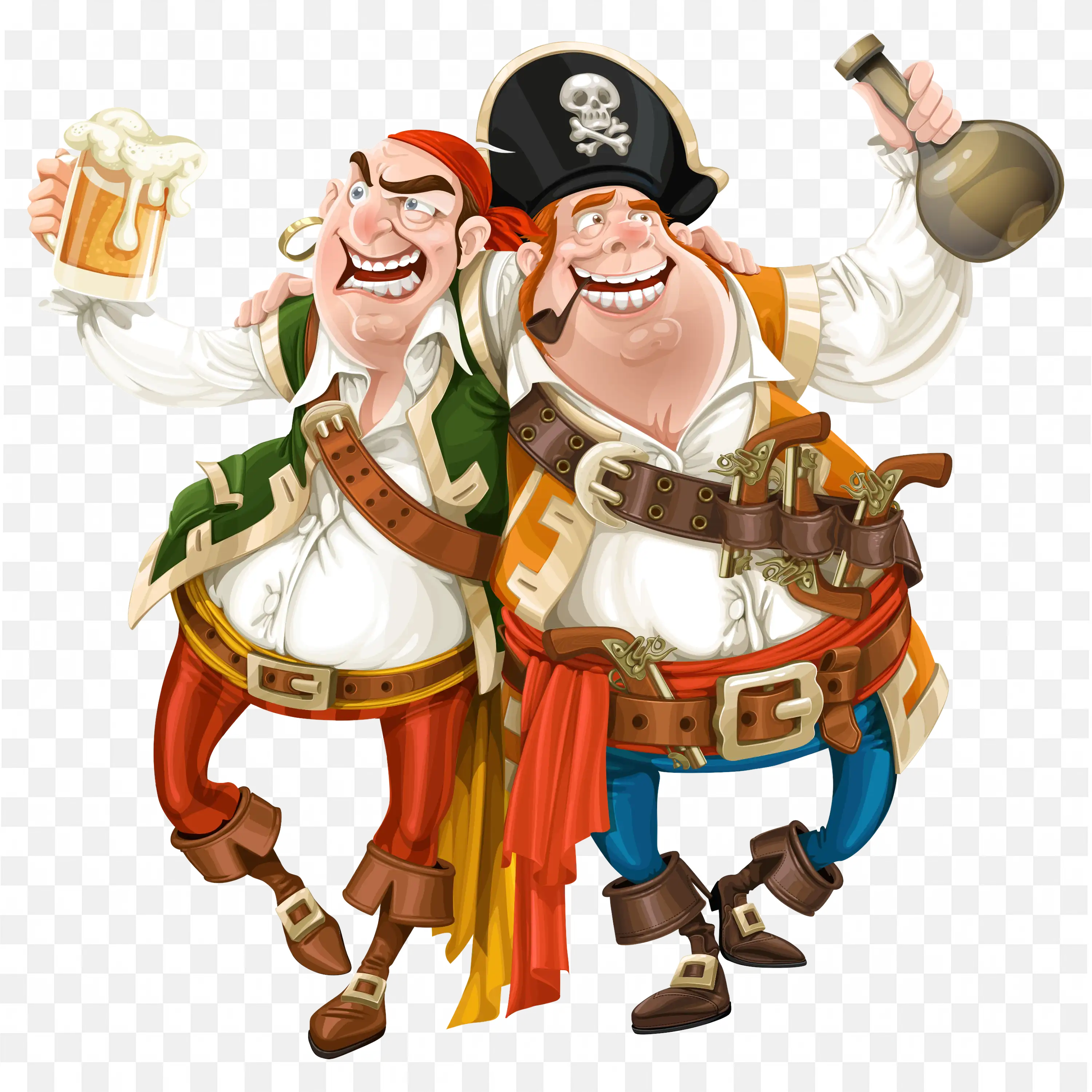 Drunk Pirates Laughing and Drinking Together Free Png Image