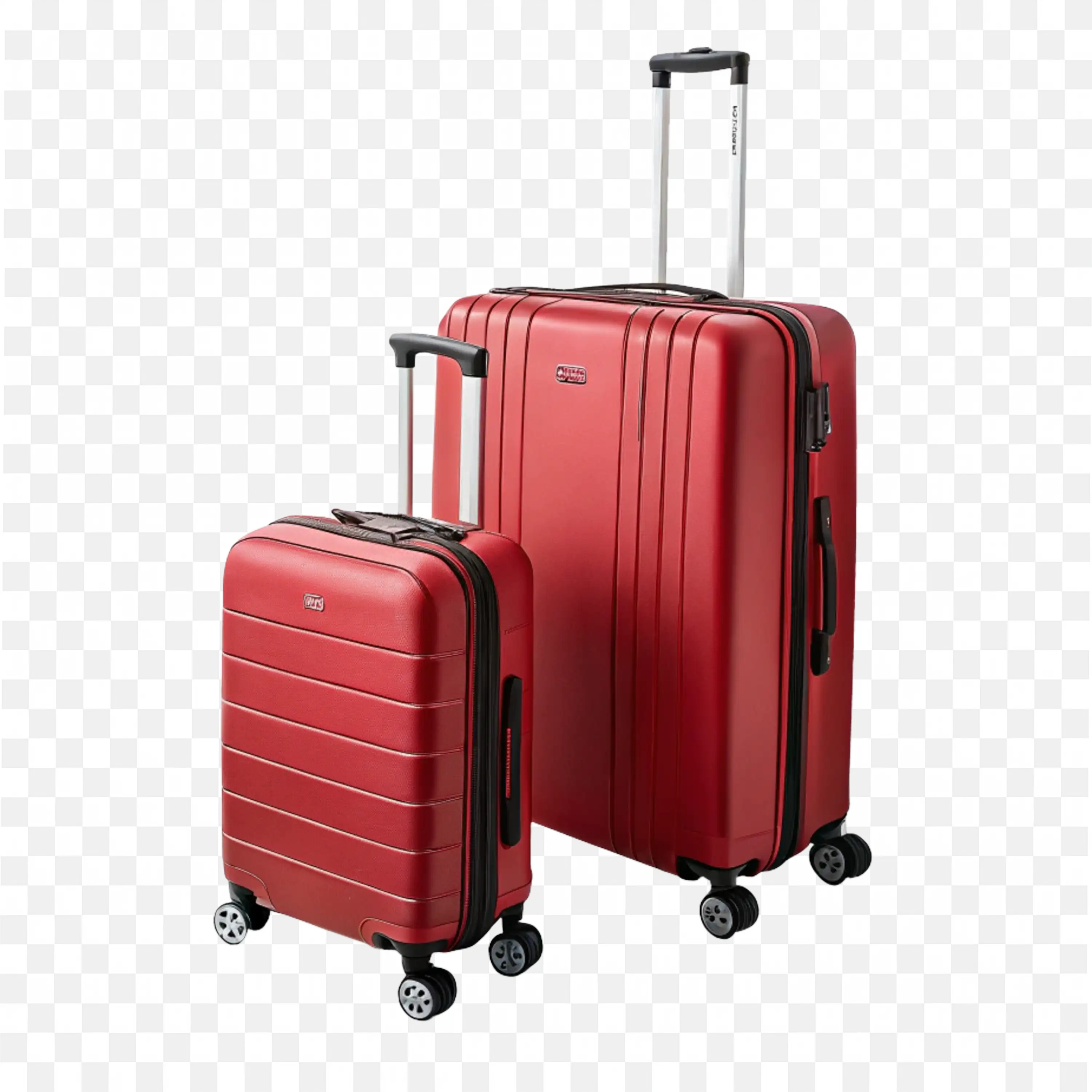 Dual Travel Suitcase Set in Red Finish Look Png for Free