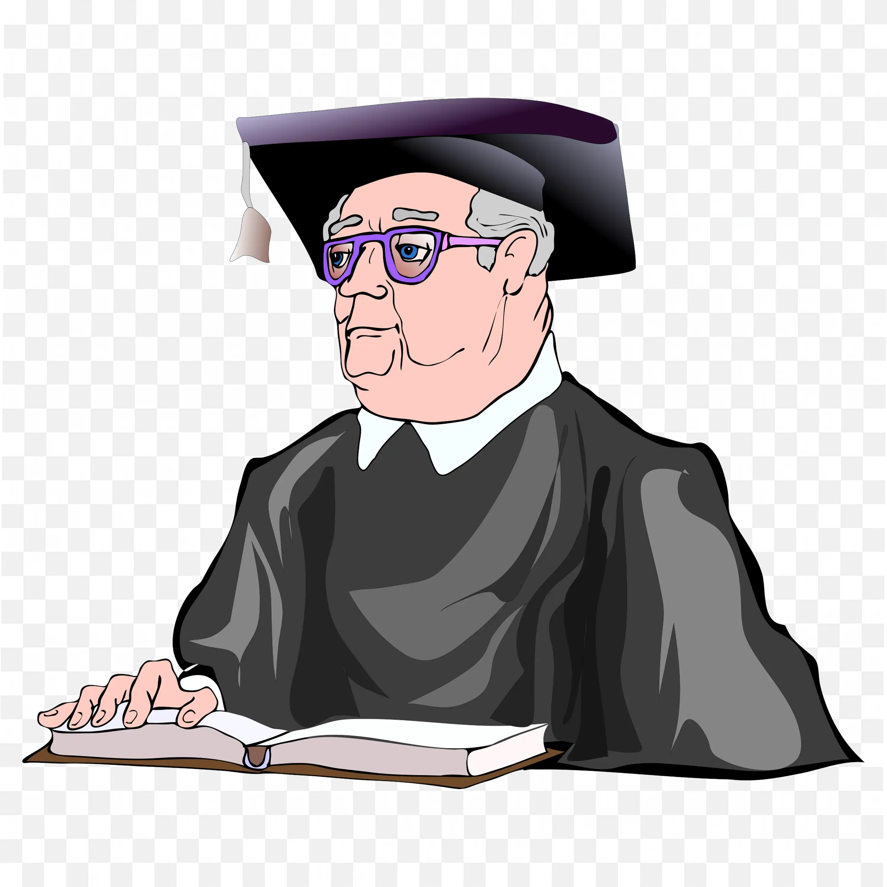 Elder Man Wearing Academic Gown and Graduation Cap Png Free
