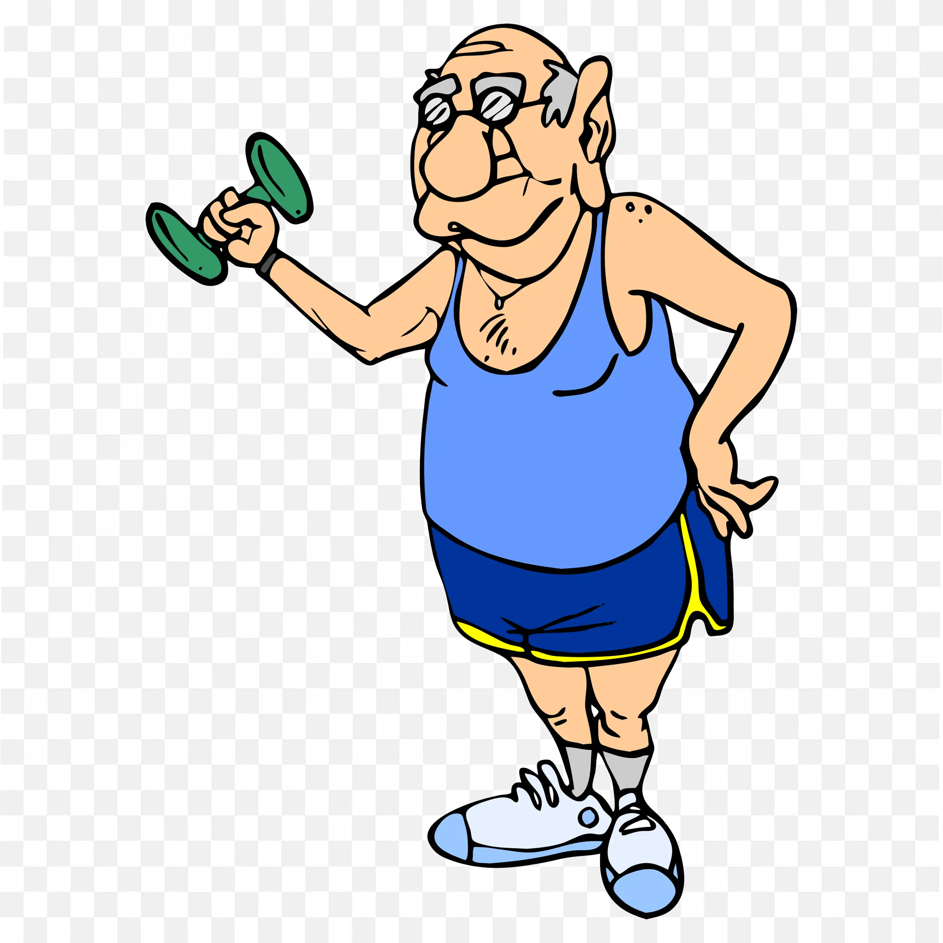 Elderly Man Exercising with Hand Weights in Athletic Wear