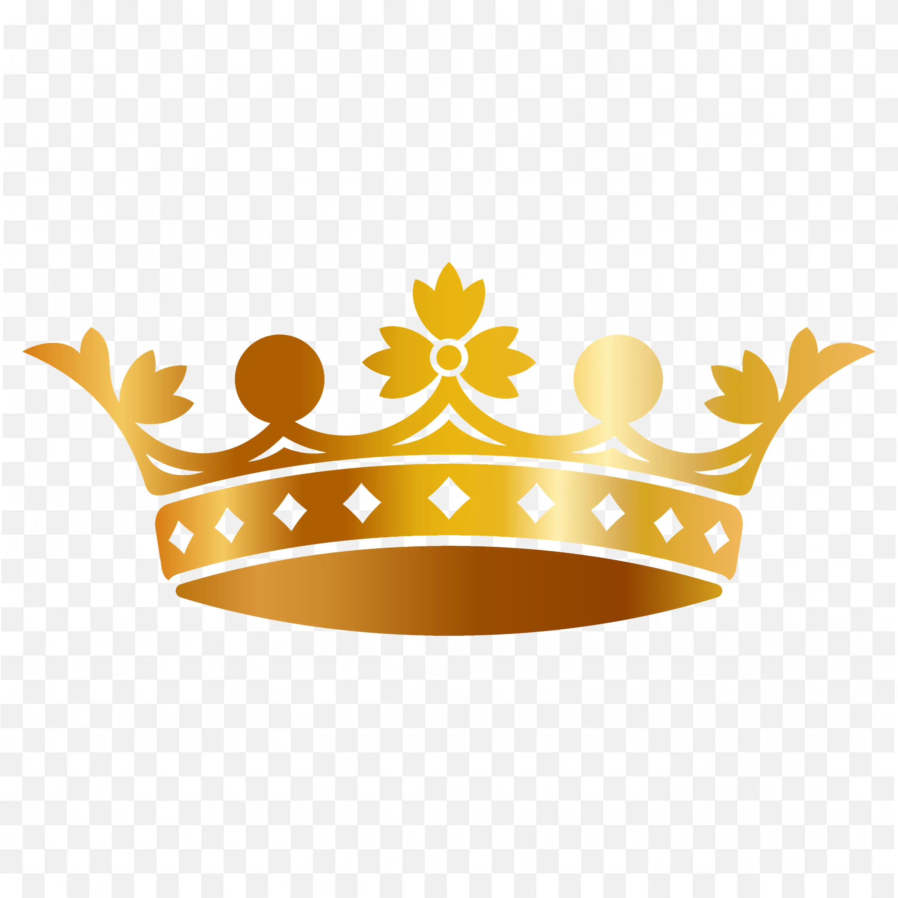 Elegant Gold Crown with Leaf and Diamond Shapes Png Free