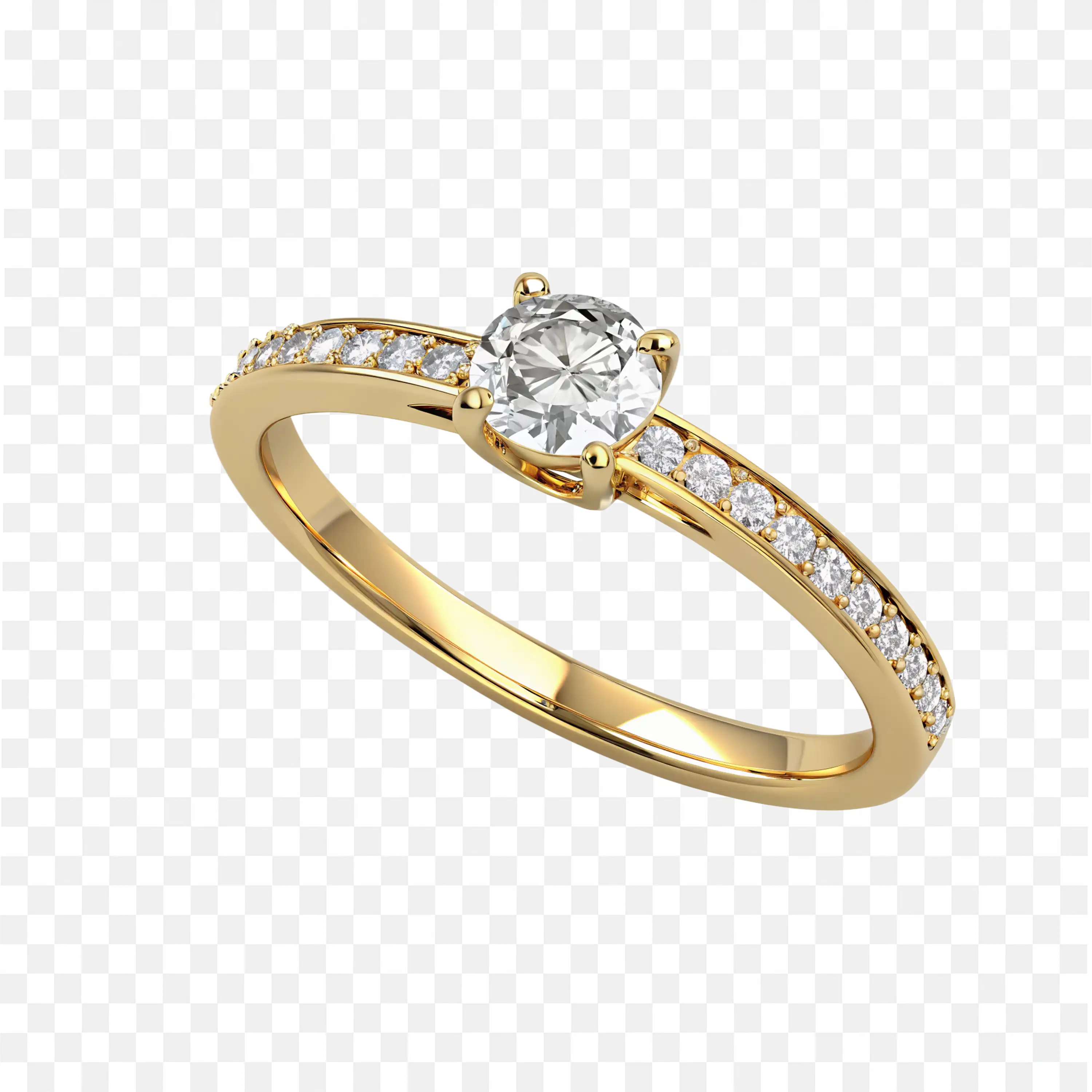 Elegant Gold Ring with Sparkling Solo Gem Ring Diamond Row