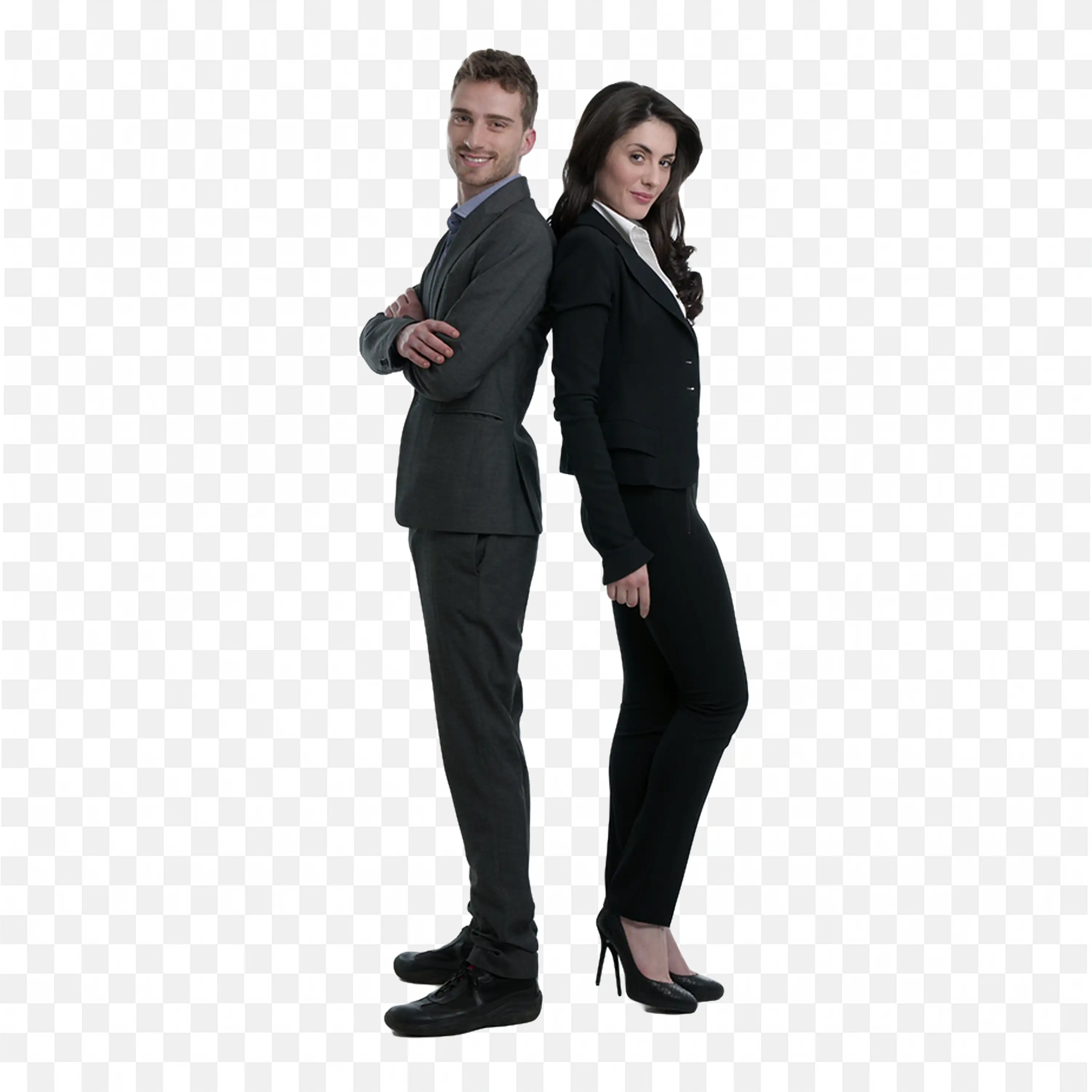 Elegant Man and Woman in Formal Business Pose Png Free