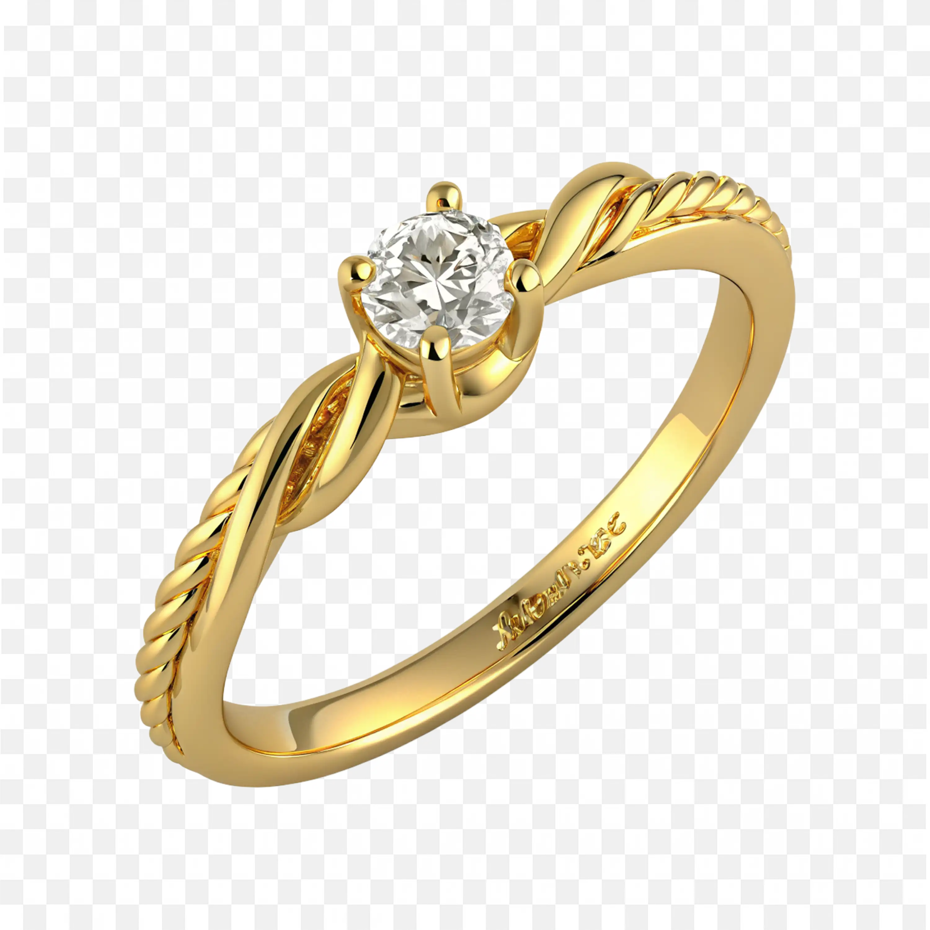 Elegant Twisted Rope Single Stone Diamond Ring Png Free