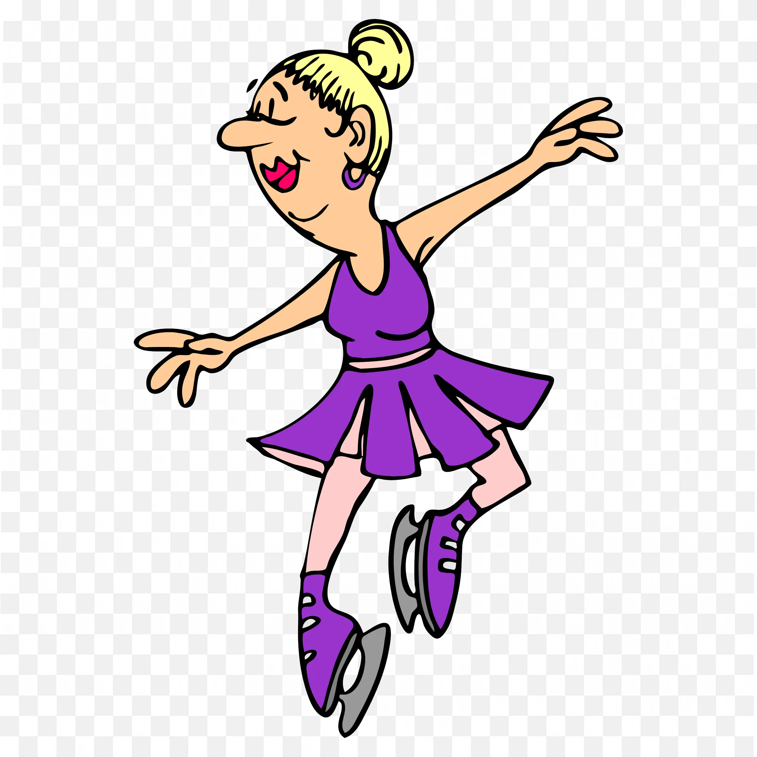 Elegant Woman Ice Skating with Arms Expanded Wide Png Free