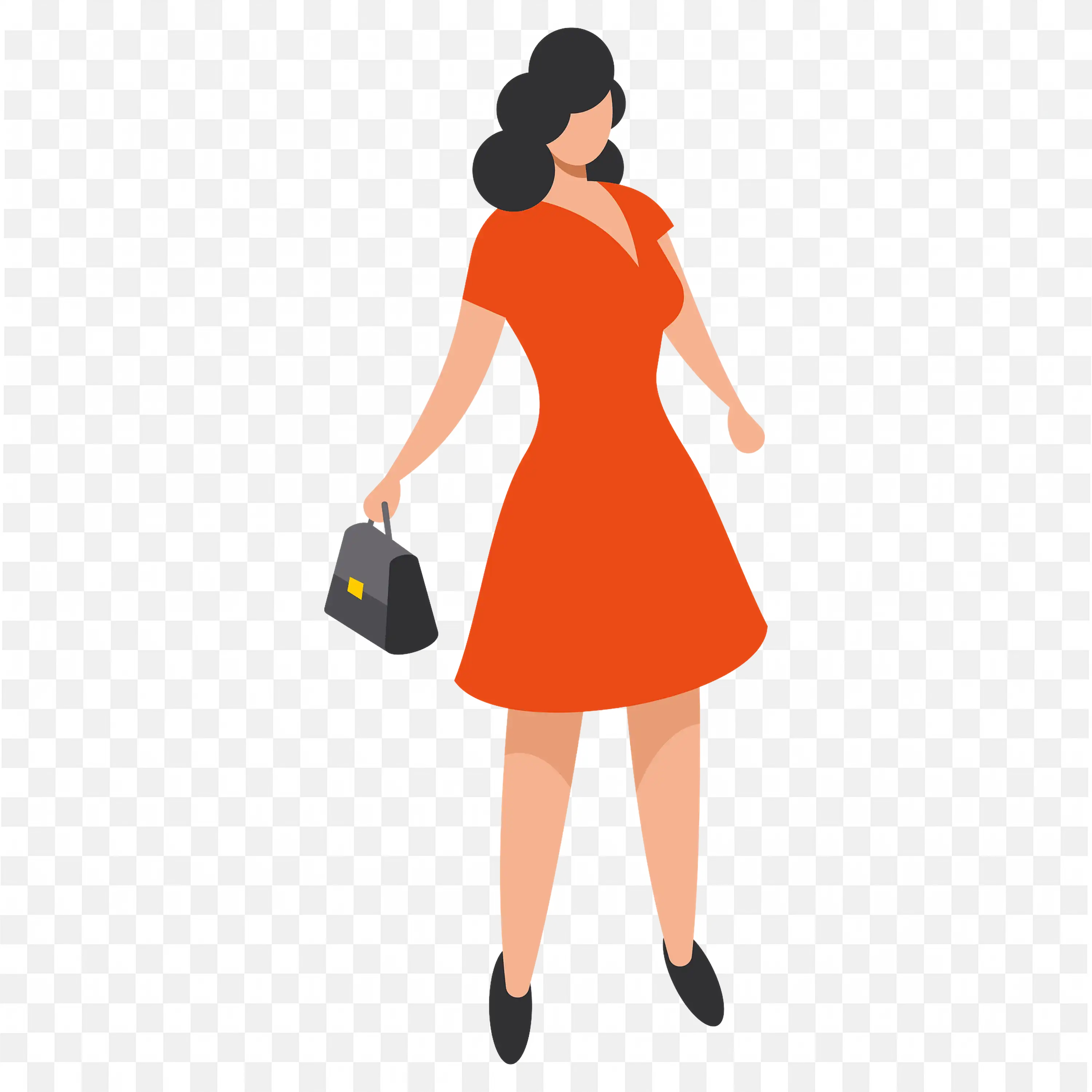Download the Elegant Woman in Red Dress Holding a Handbag