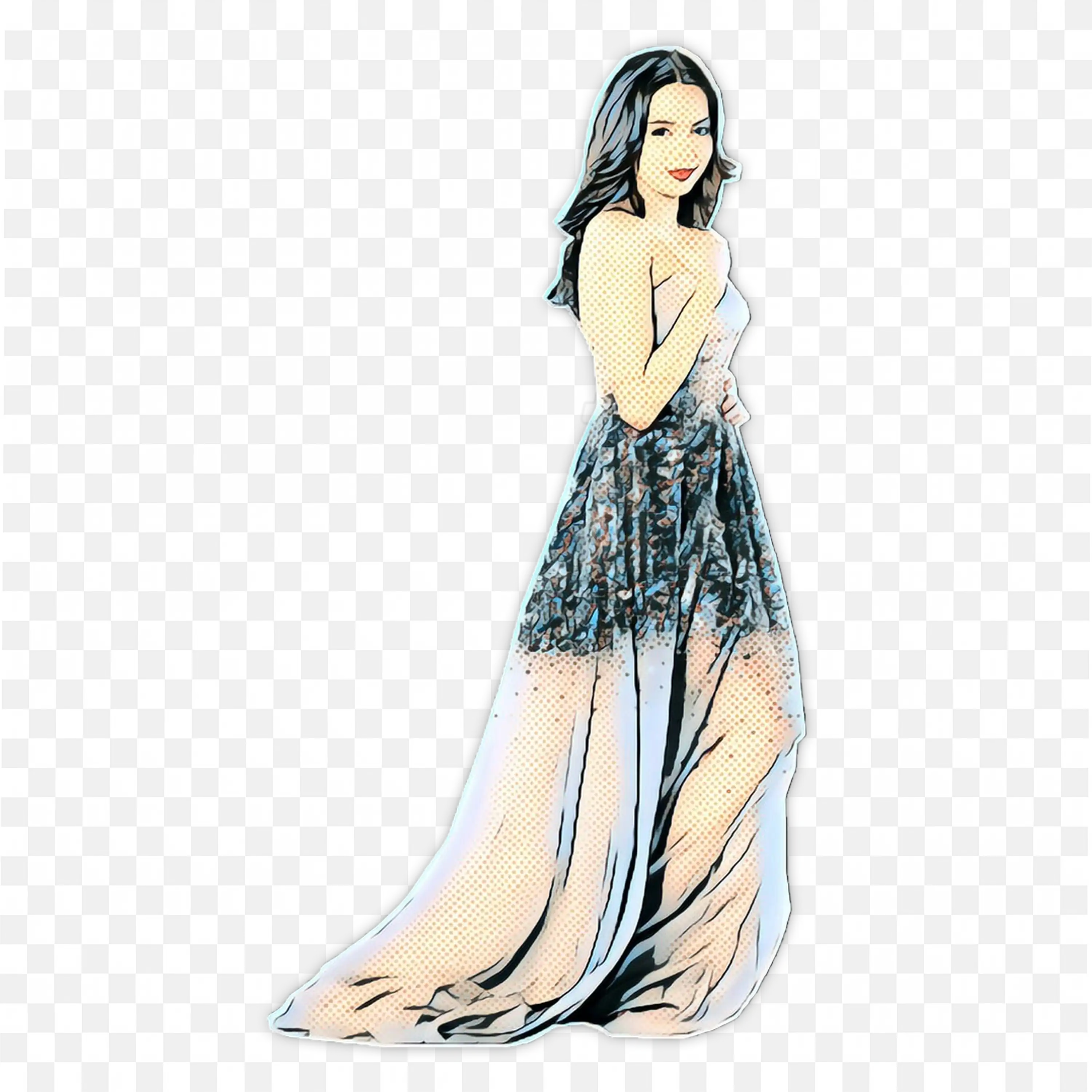 Fashion Sketch of a Woman in Fashion Gown Png Image Free