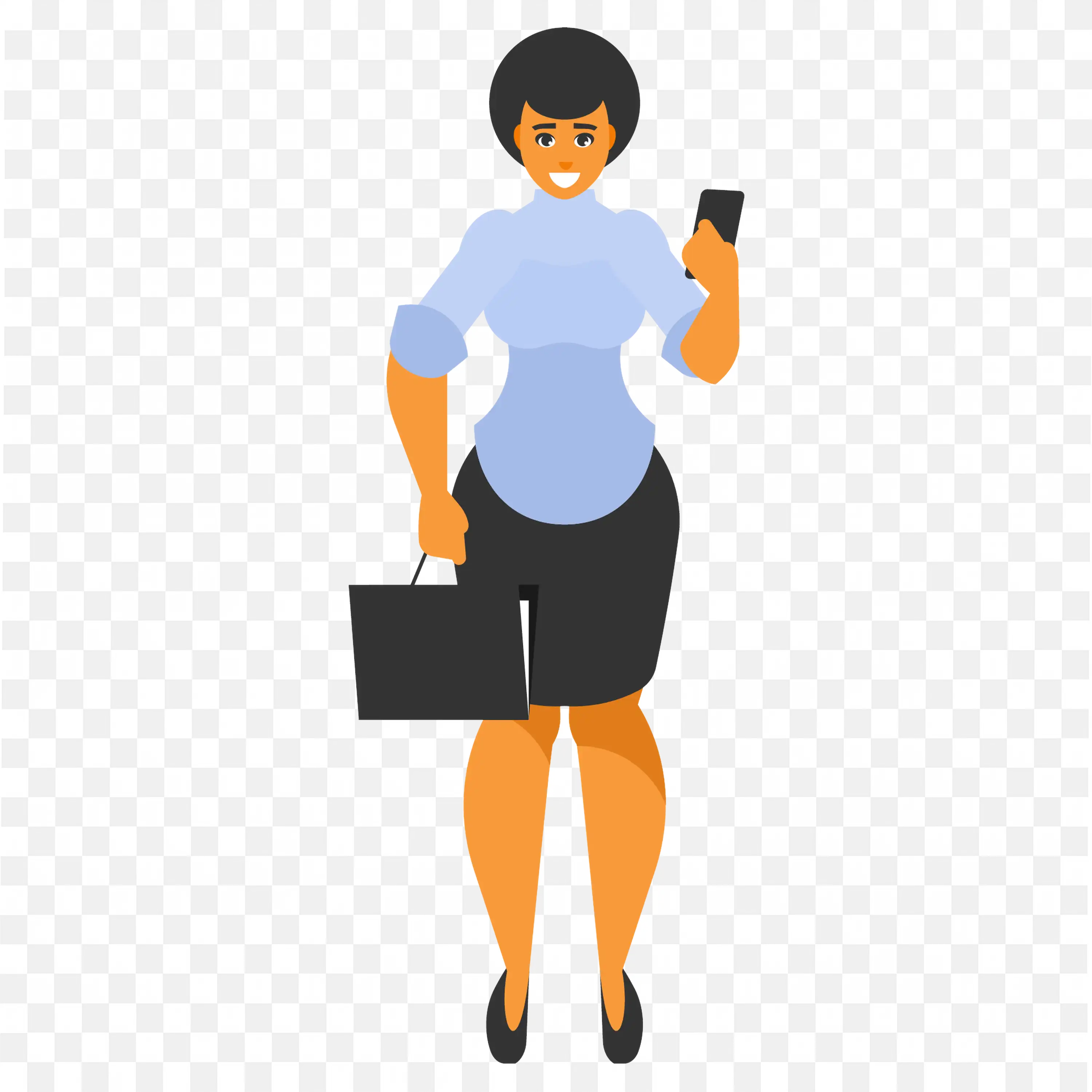 Female Office Worker Holding Phone and File Png for Free