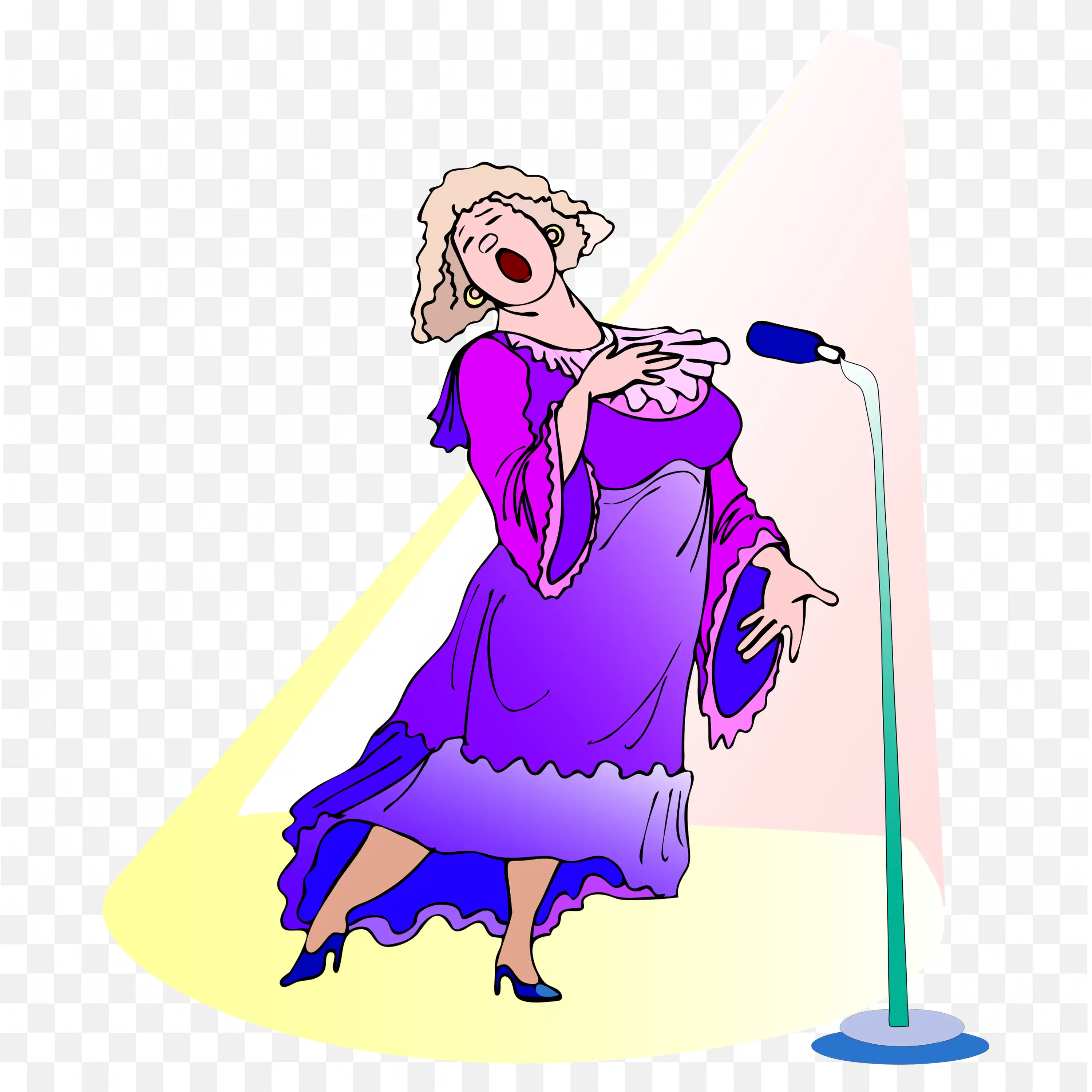 Female Opera Singer in Purple Dress Performing at the Stage