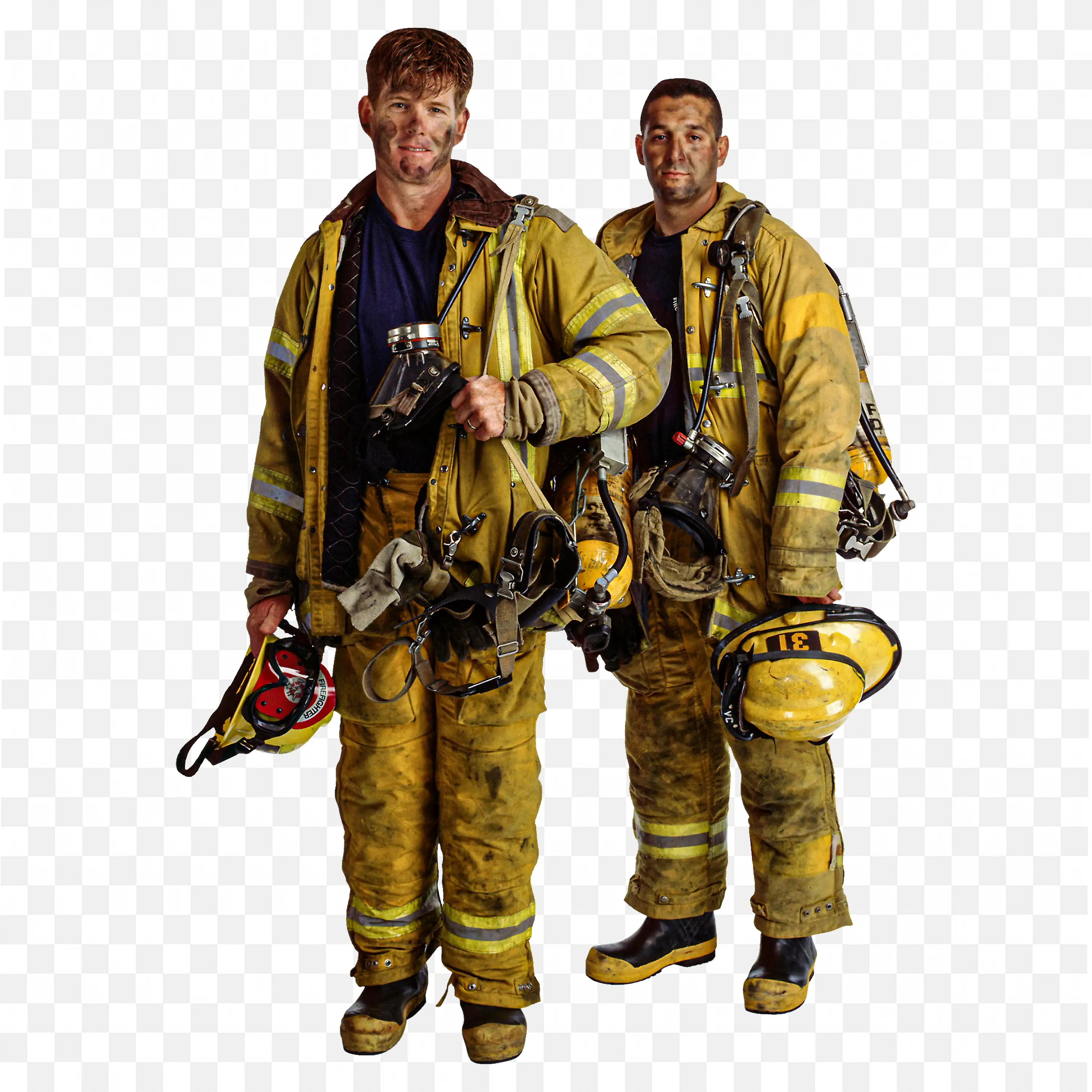 Firefighters Standing Together Ready for Firefighting Png