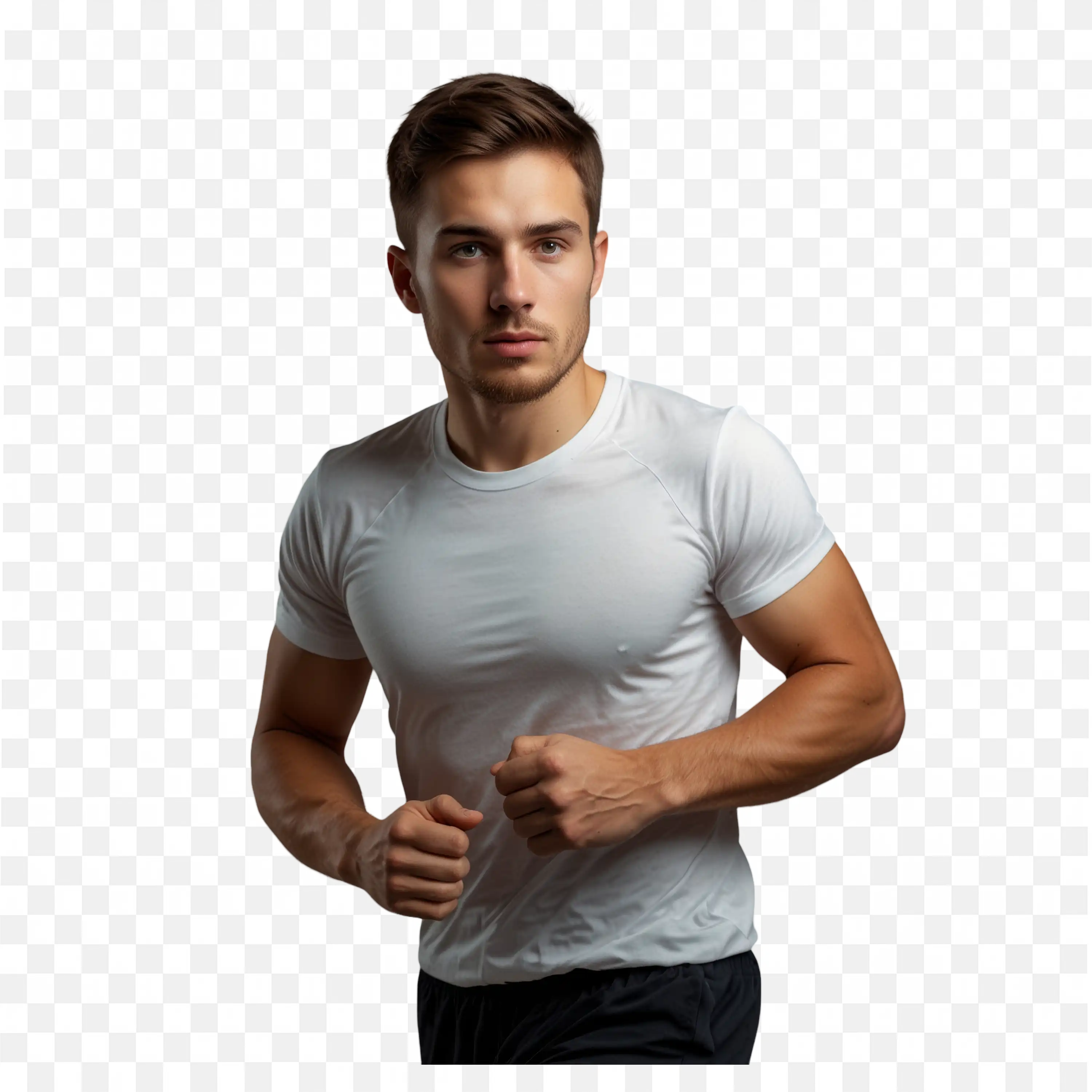 Fit Man in a White T Shirt Posing Confidently Free Png