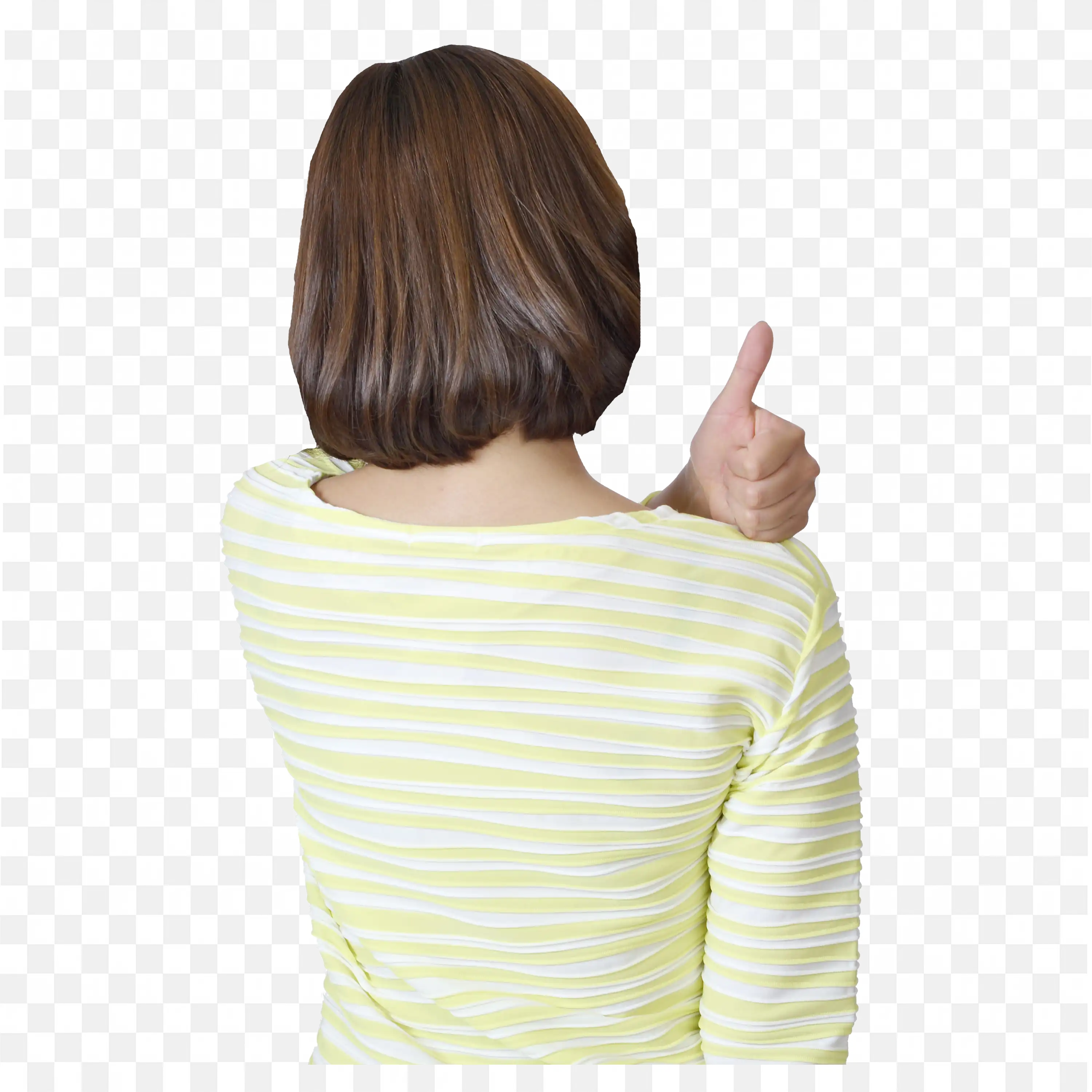 Free Png of a Girl Giving a Thumbs Up with Her Back Turned