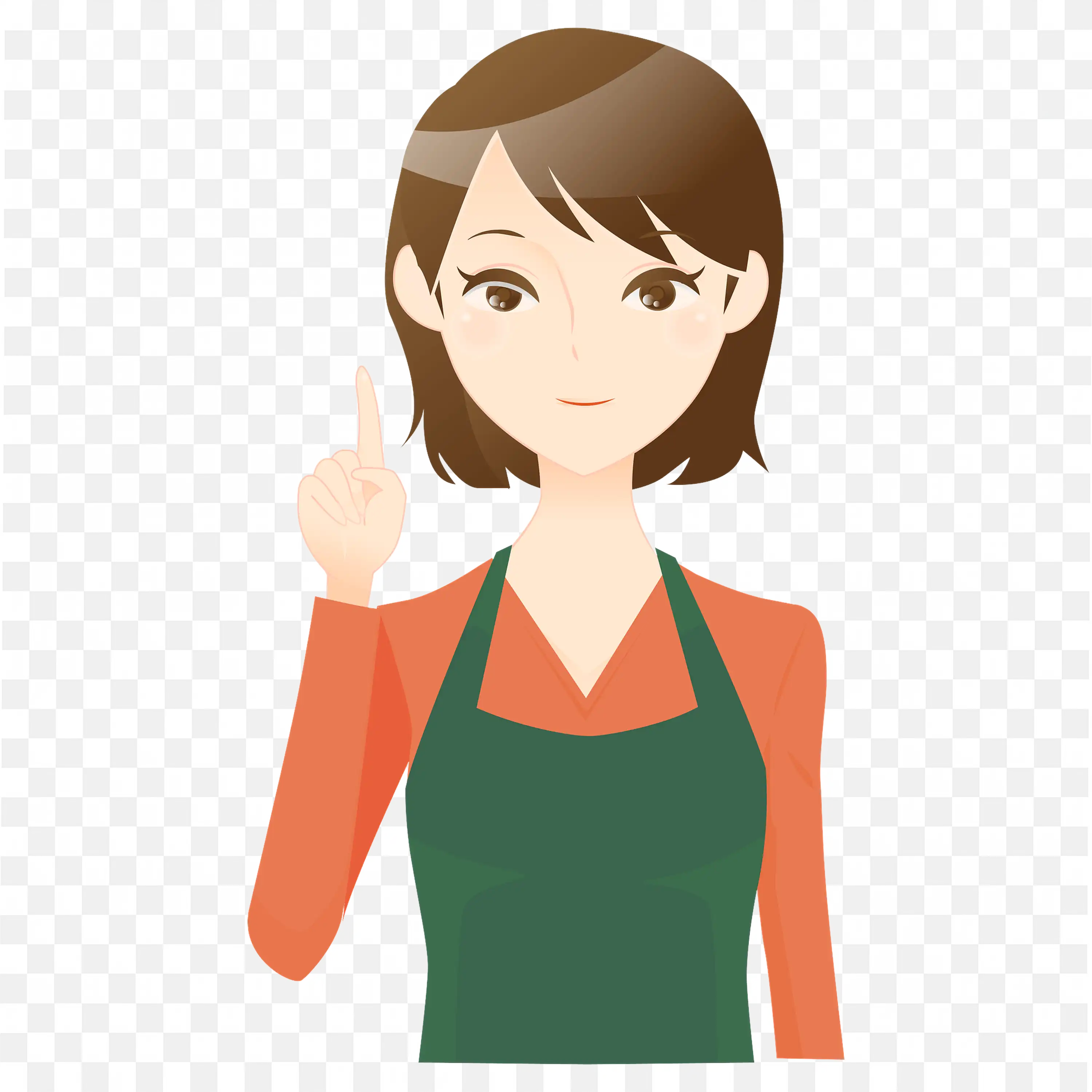 Friendly Woman Wearing an Apron Gives Helpful Advice Png