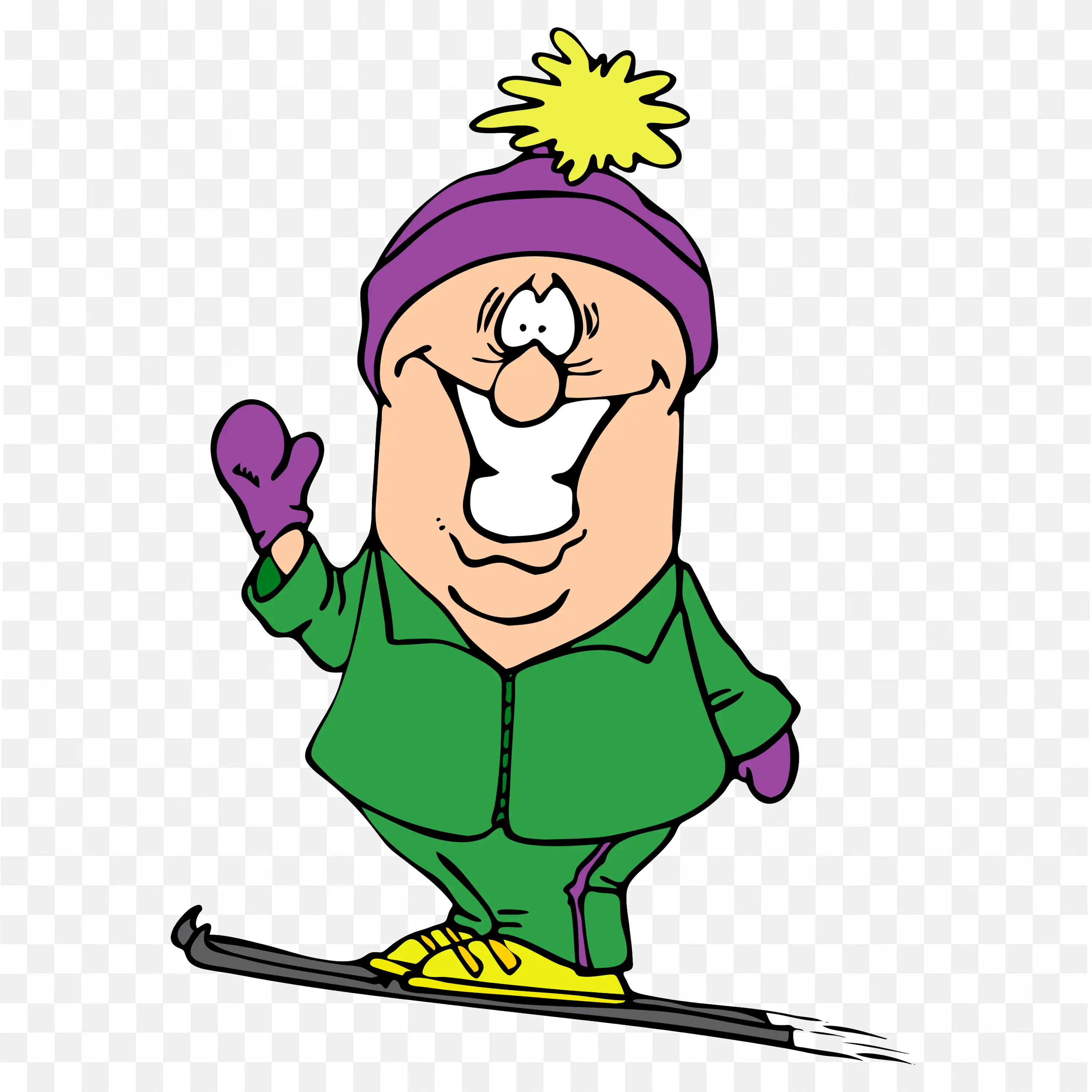 Fun Cartoon Skier in Colourful Winter Outfit Png Download