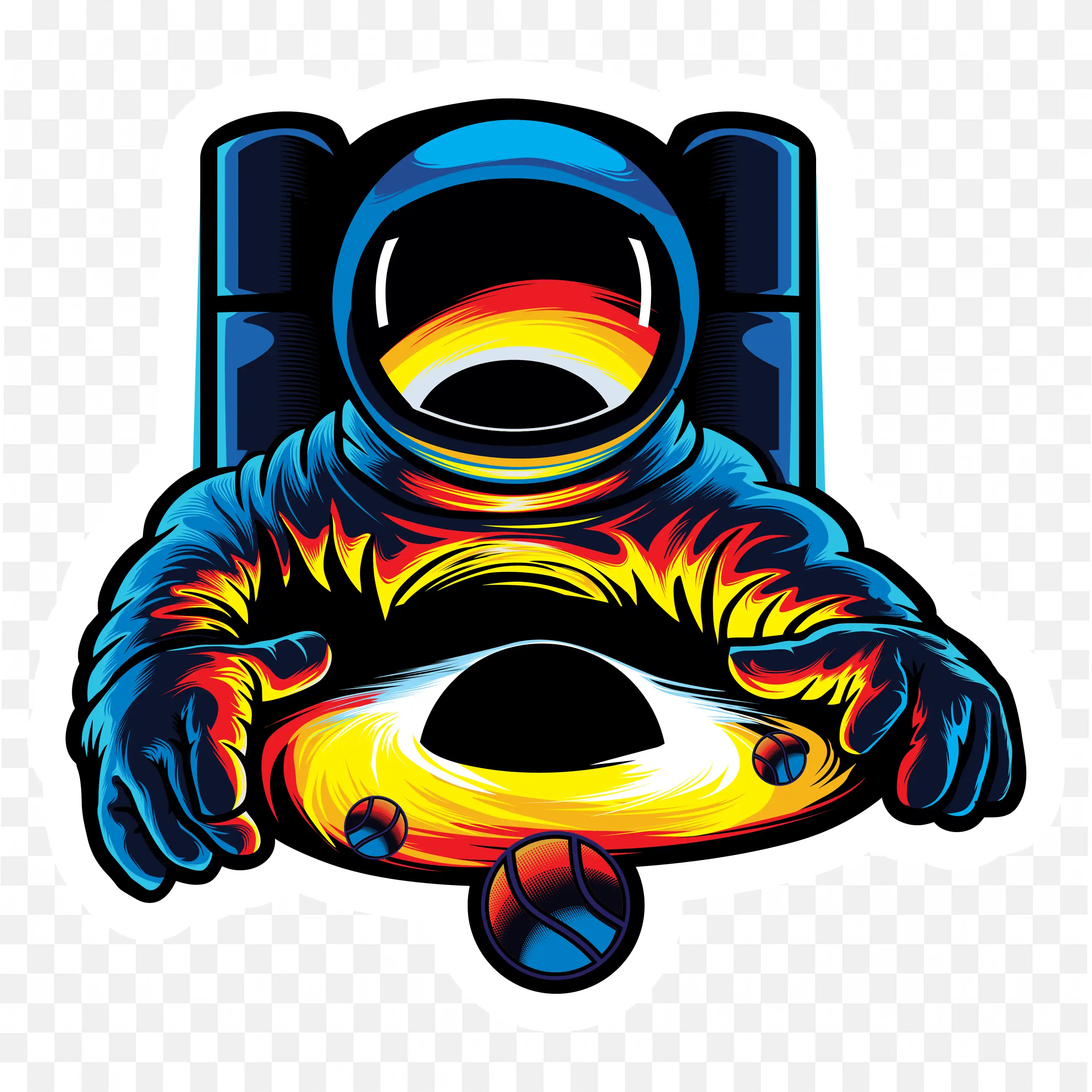 Futuristic Astronaut Illustration with Bold Colours Free Png