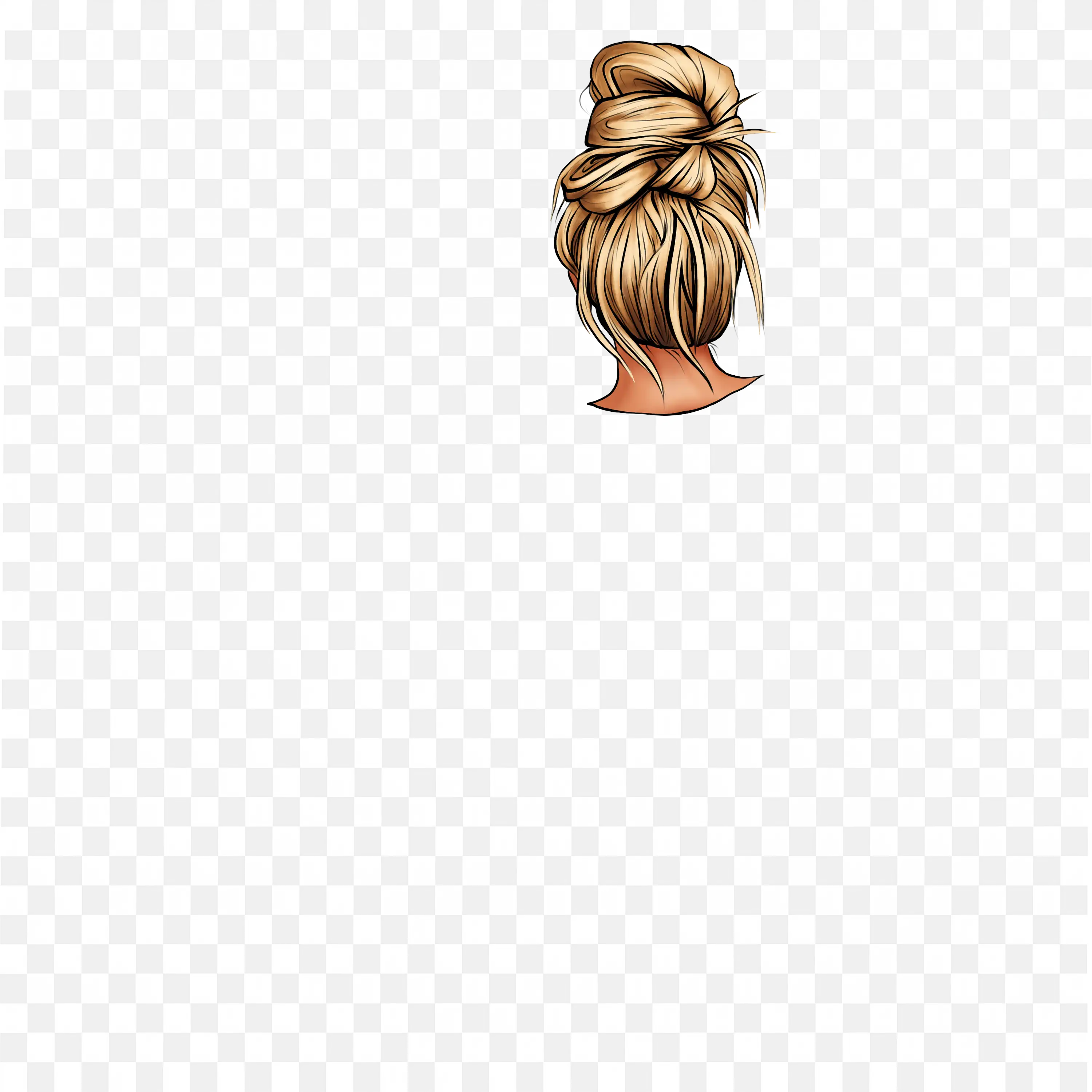 Girl with Blonde Hair in Elegant High Bun Back View Visual