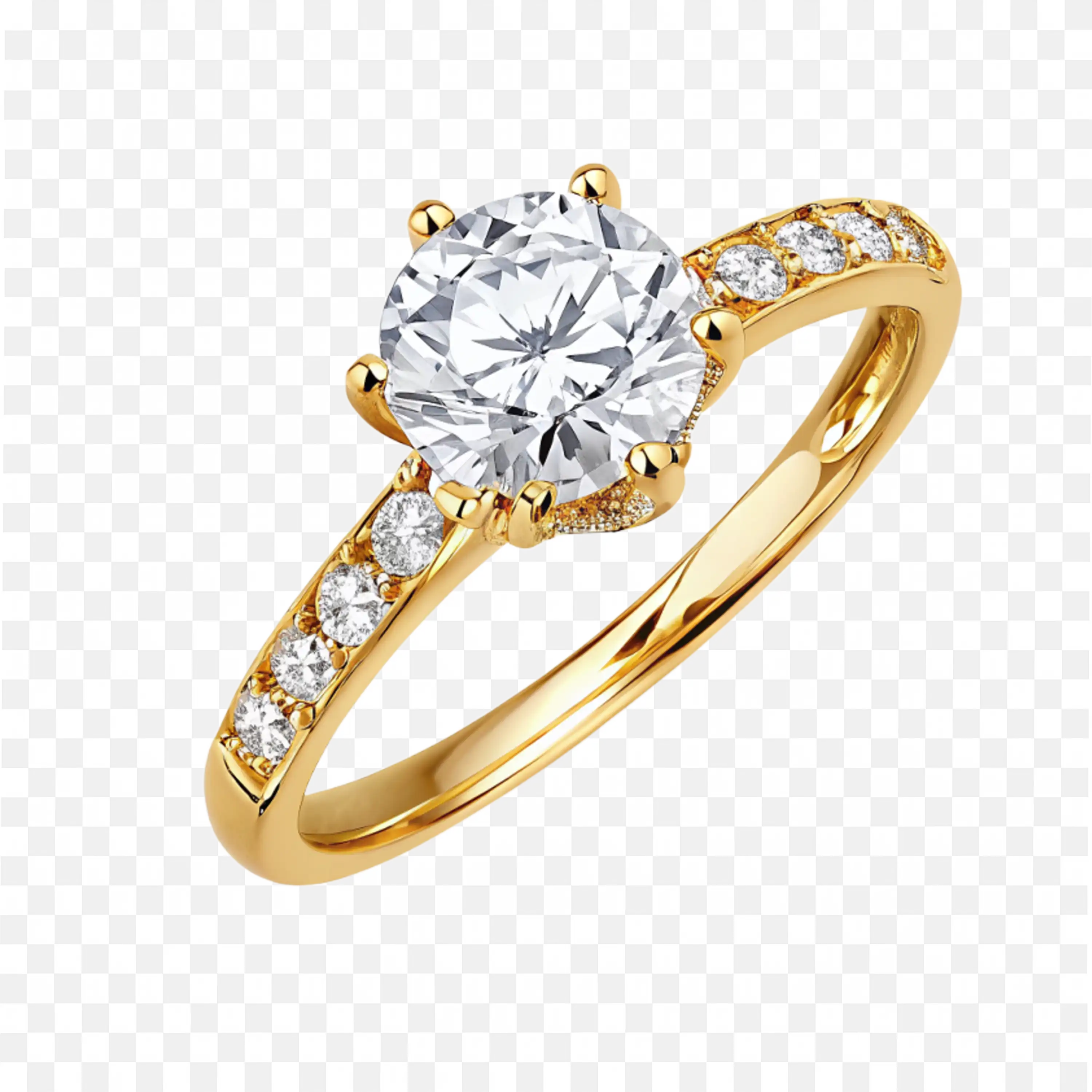 Gold Engagement Ring with Brilliant Cut Lone Diamond Stone