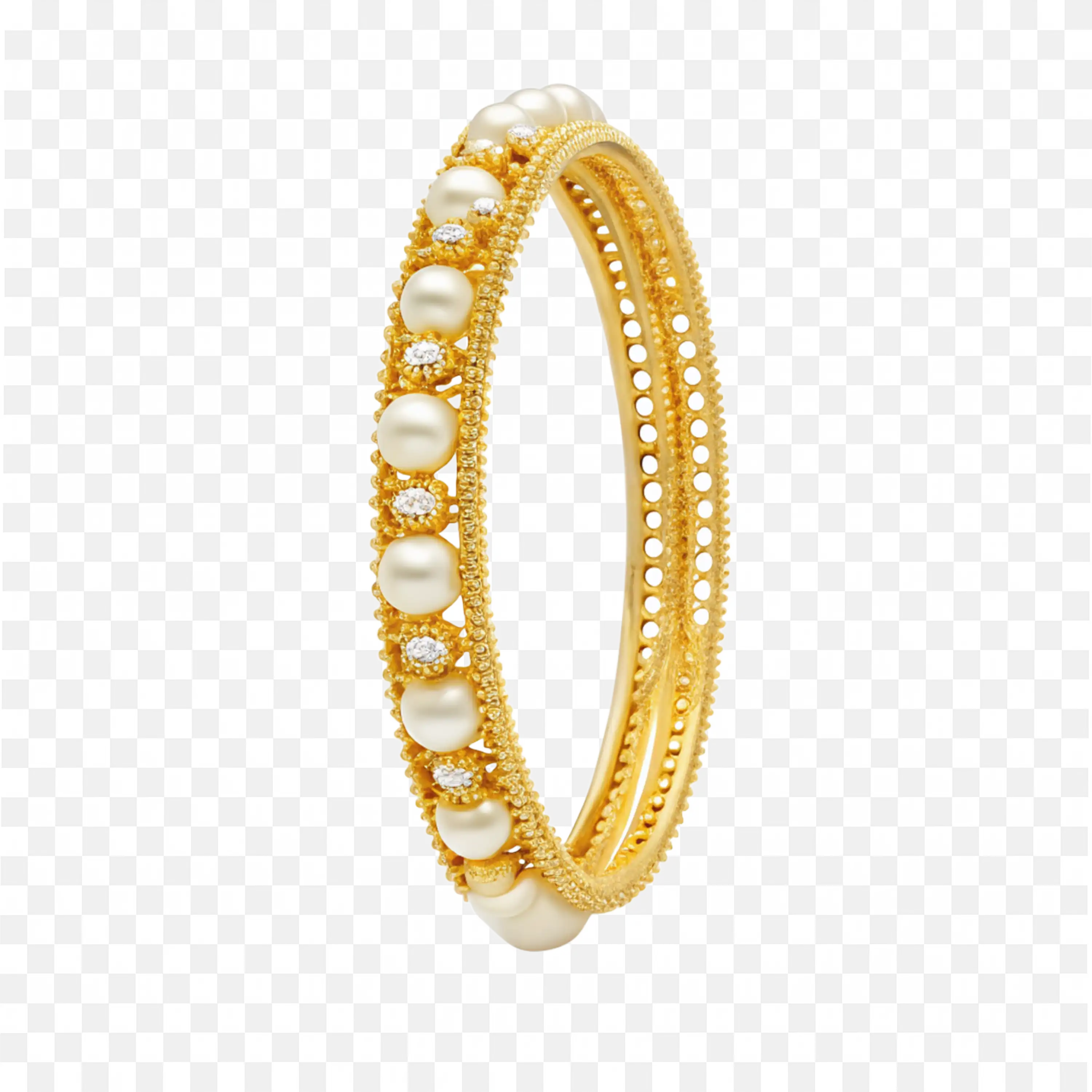 Gold and Pearl Designer Bangle That Looks Stunning for Girls