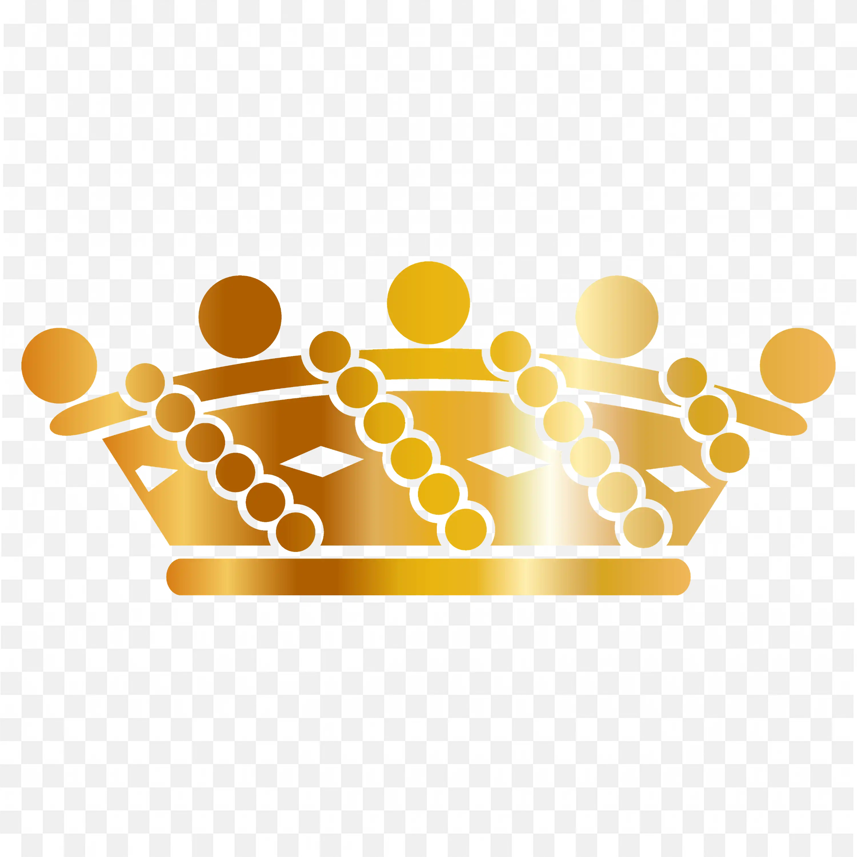 Gold Royal Crown with Pearl Decor and Rounded Tops Png