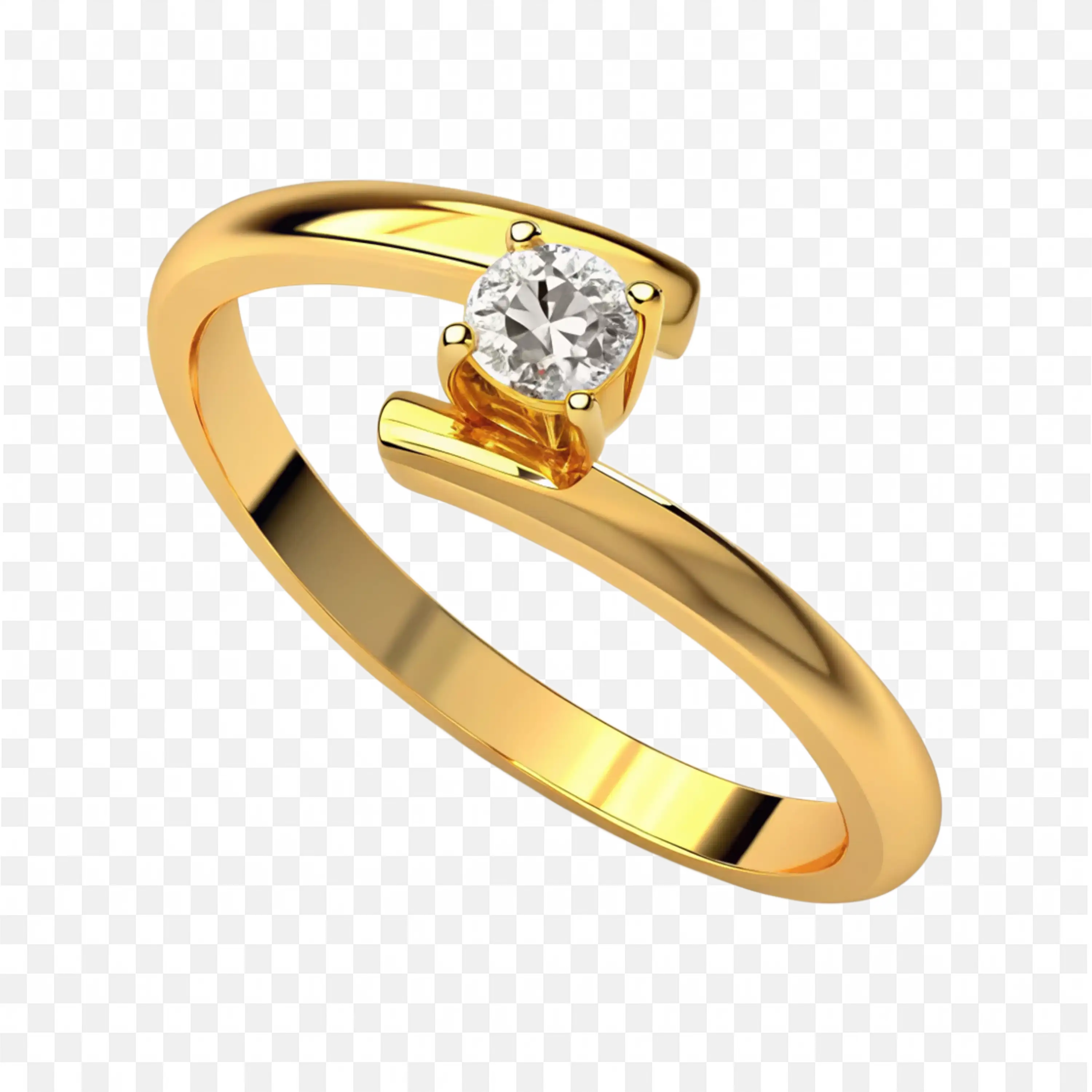 Gold Twist Ring with Dazzling Single Stone Diamond Png