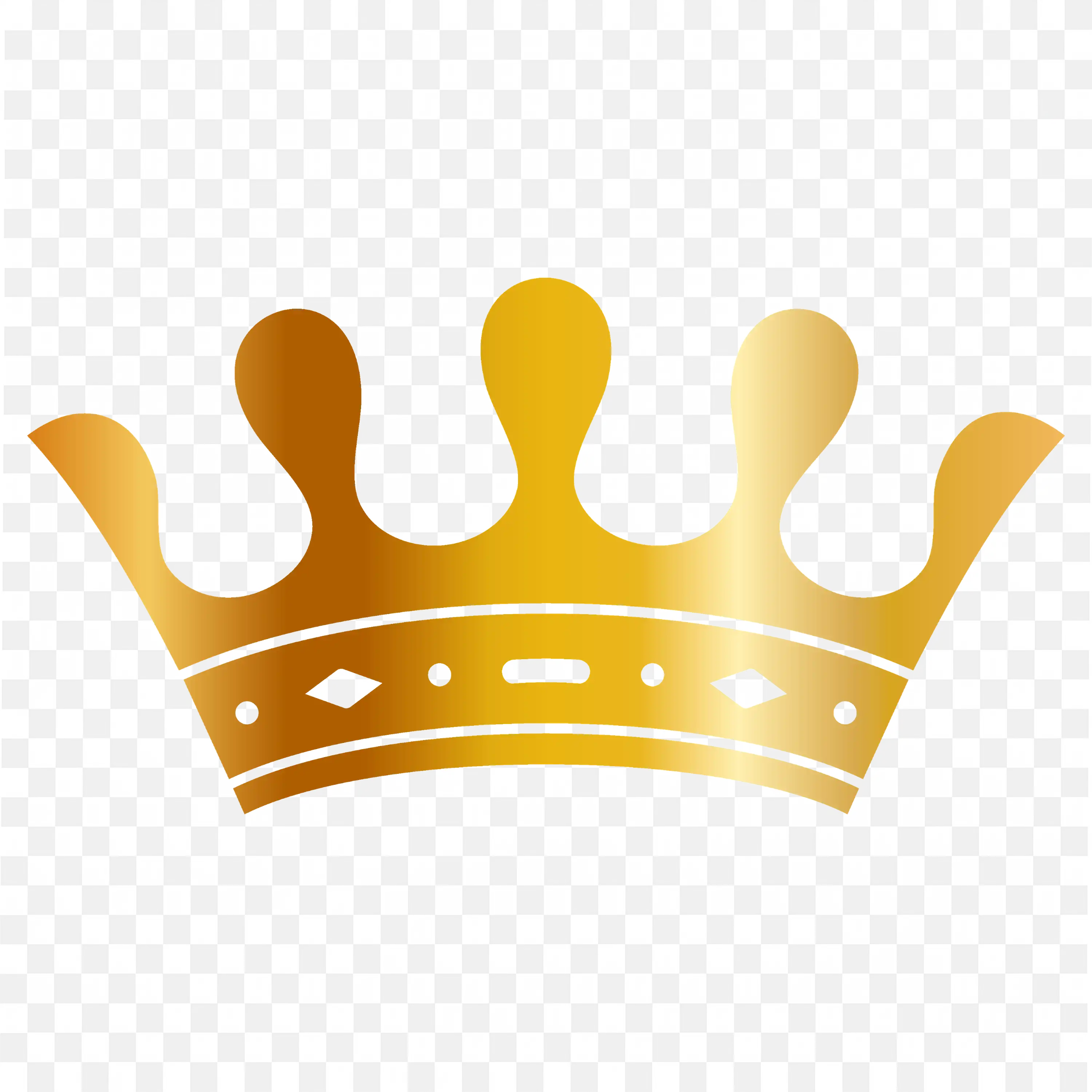 Golden Crown Icon with Smooth Rounded Points Design Png