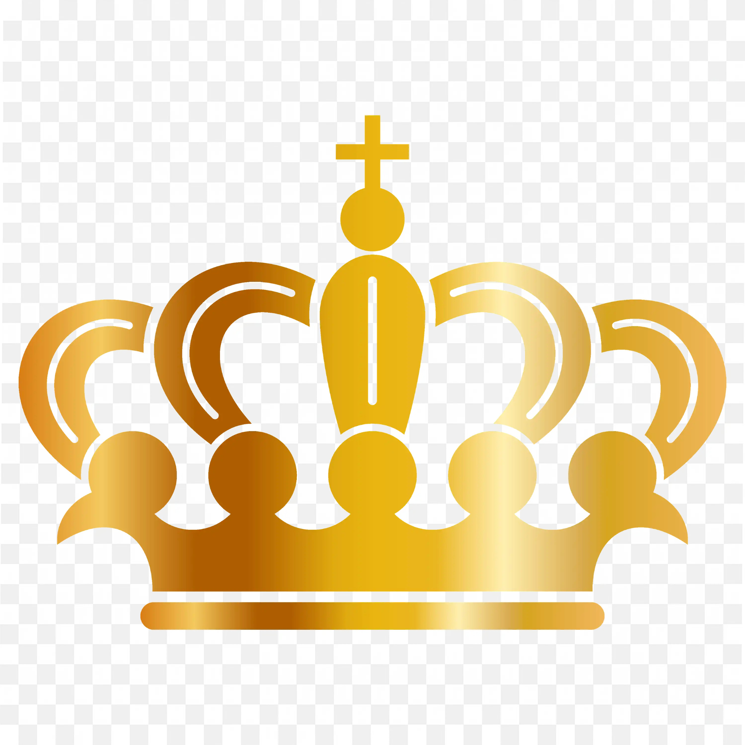 Golden Crown with Rounded Arches and Cross in Top Free Png