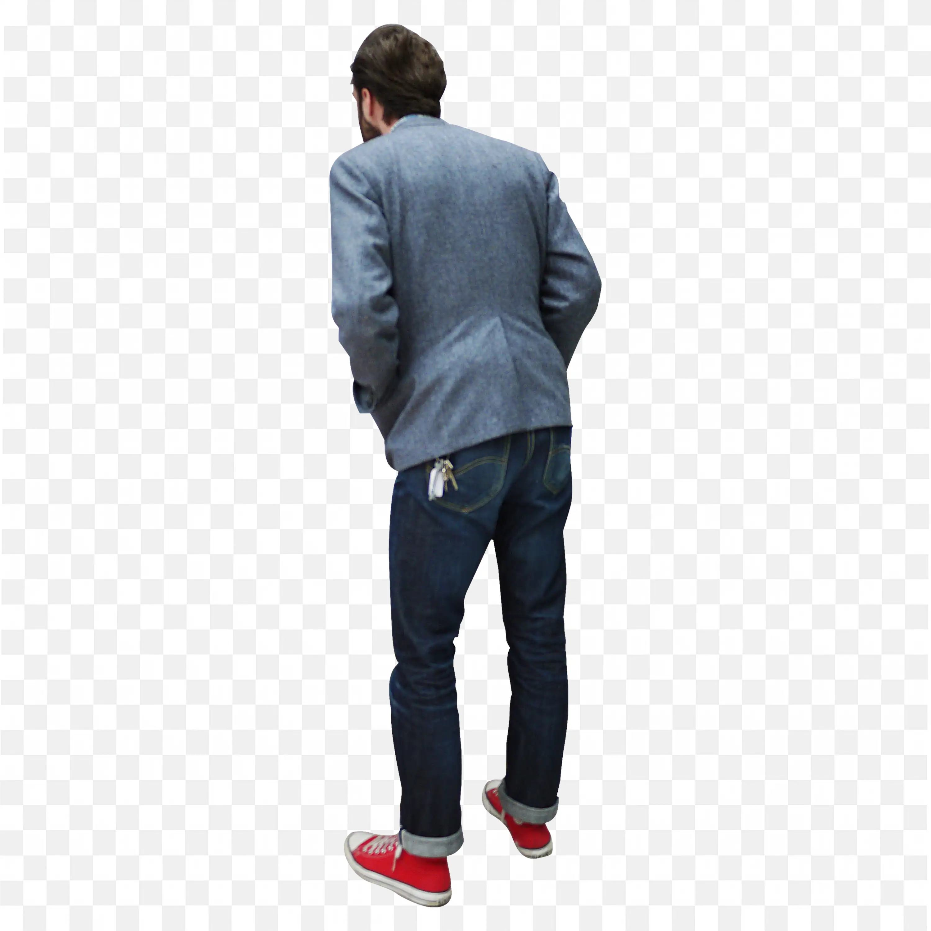 Download Png Image of a Gray Jacket and Jeans Wearing Man