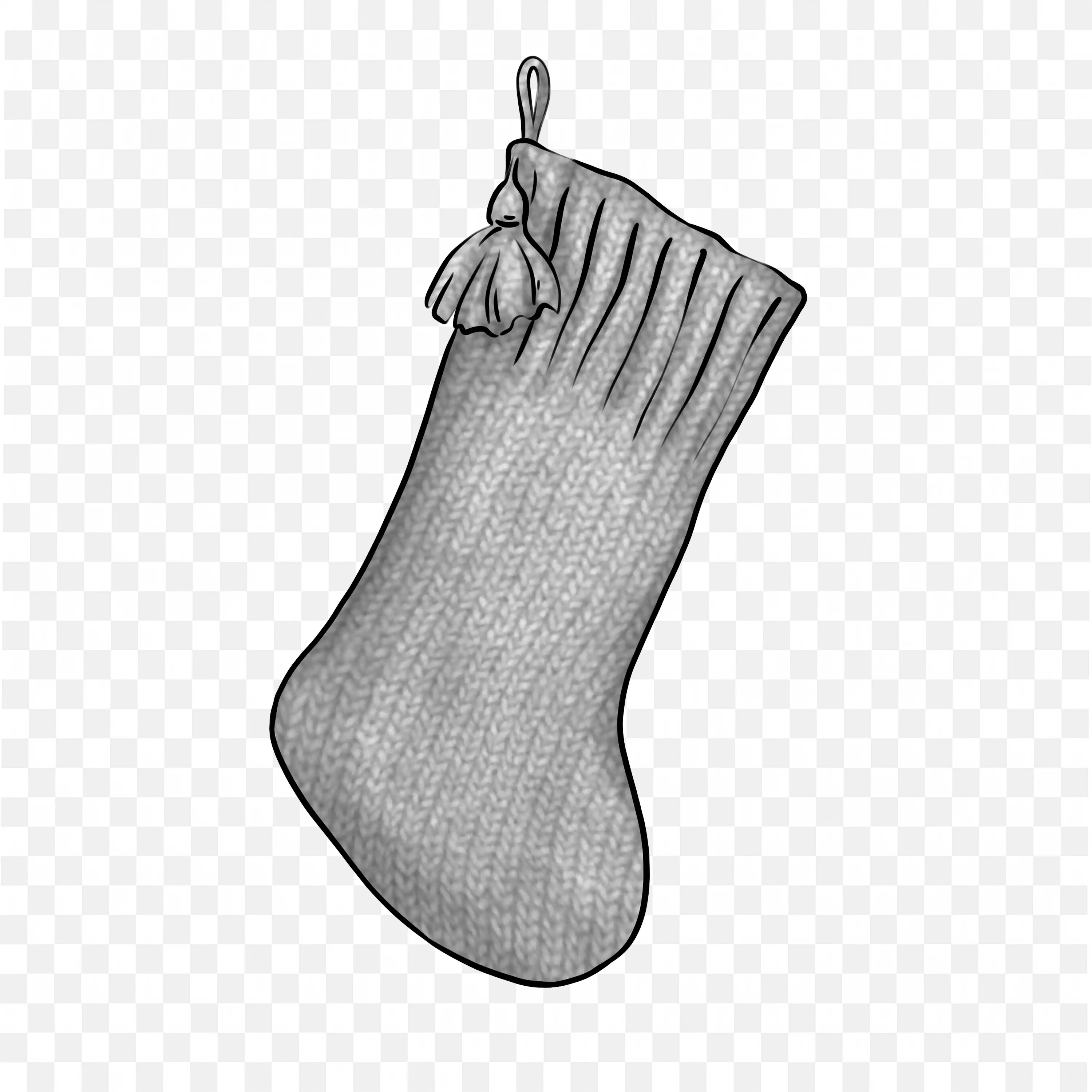 Grey Knit Christmas Stocking with Hanging Loop Free Png