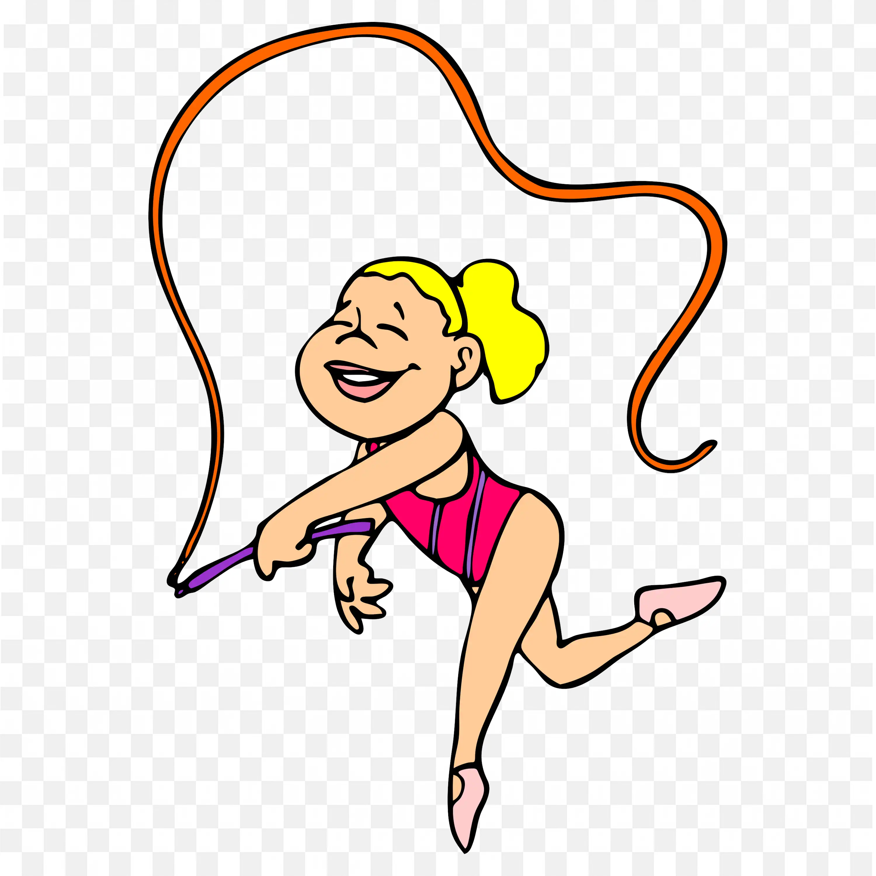 Gymnast with Bright Yellow Hair Performing with a Ribbon