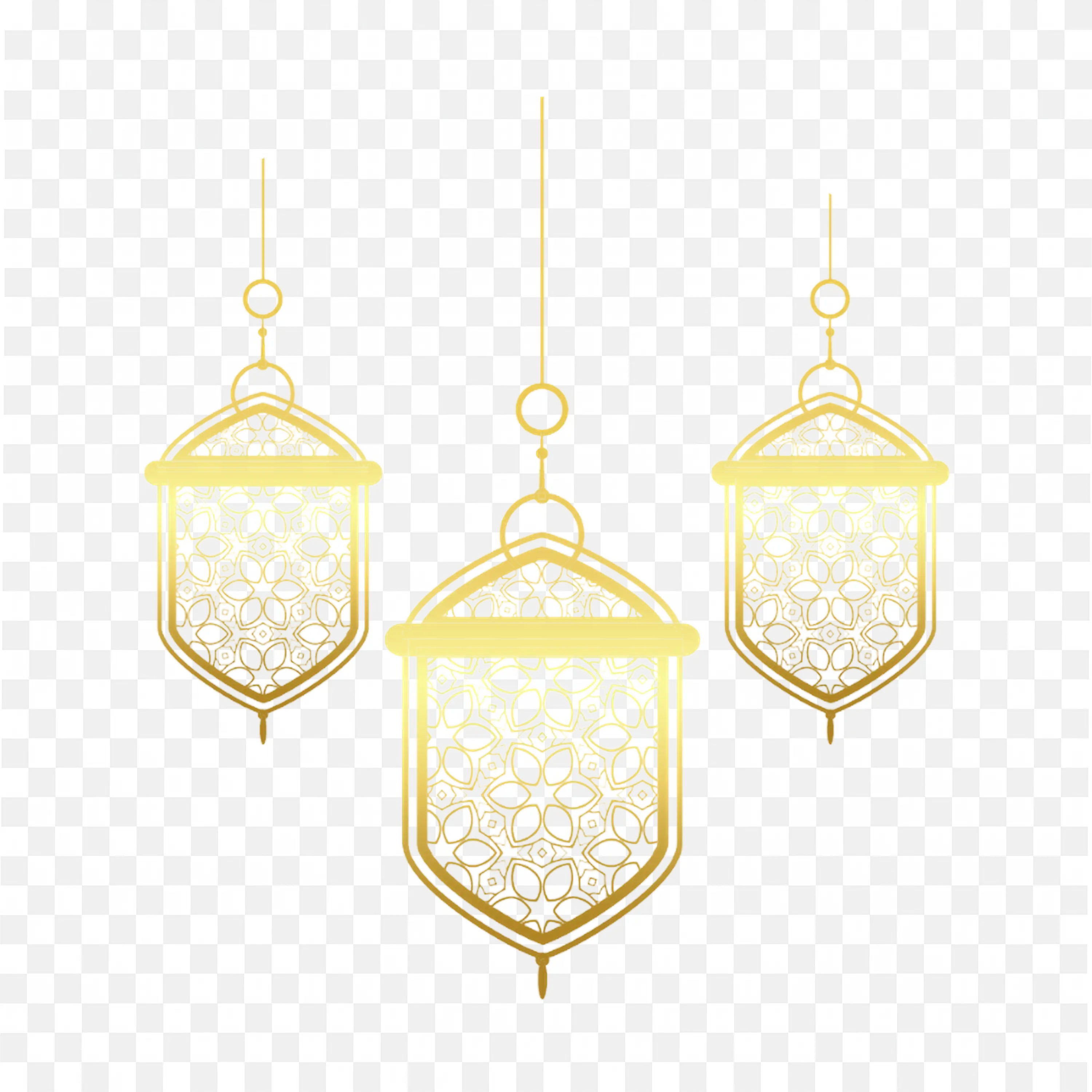 Hanging Lantern Clipart in Gold for Festival Decoration