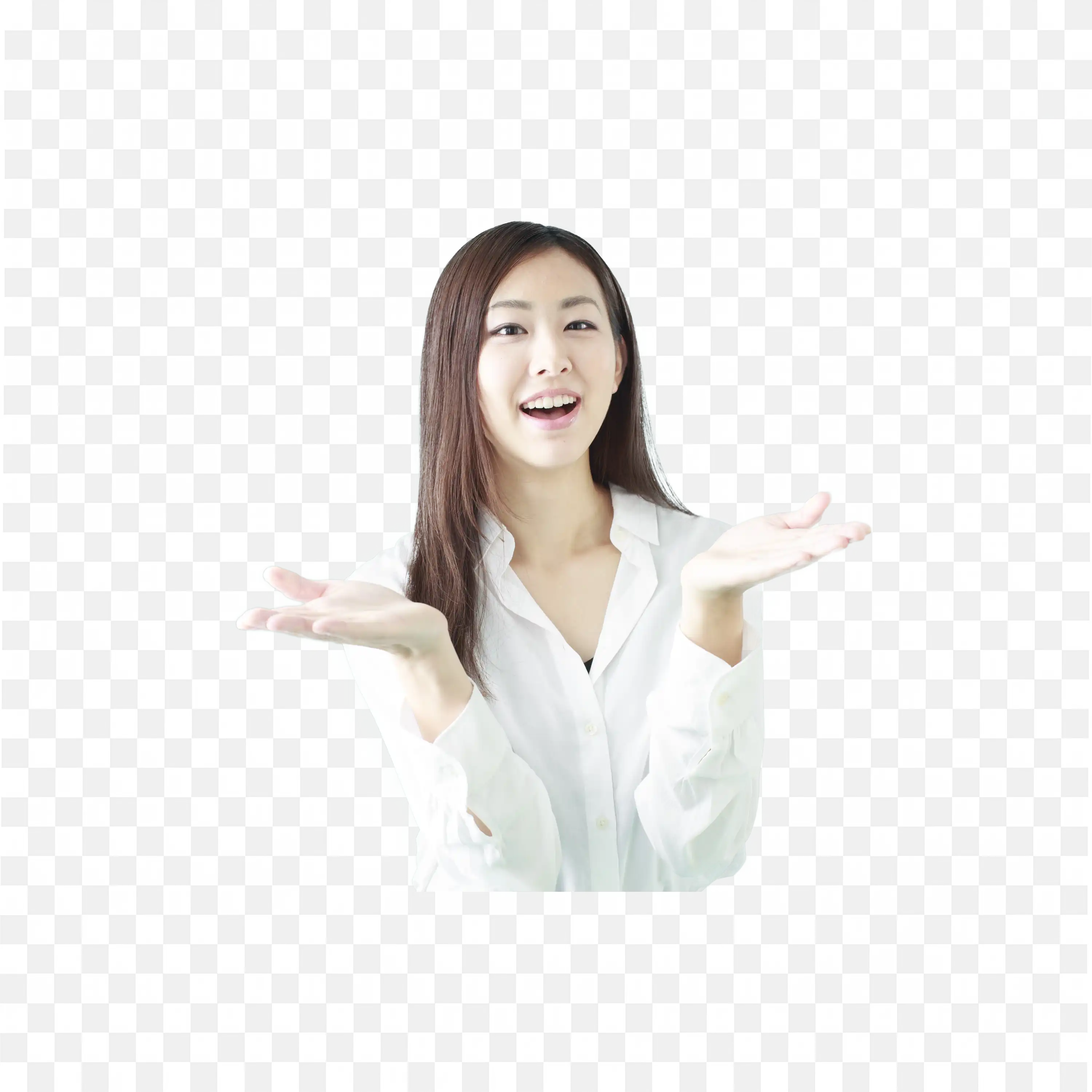 Happy Woman Showing What Or Why Gestures with Hands Free Png