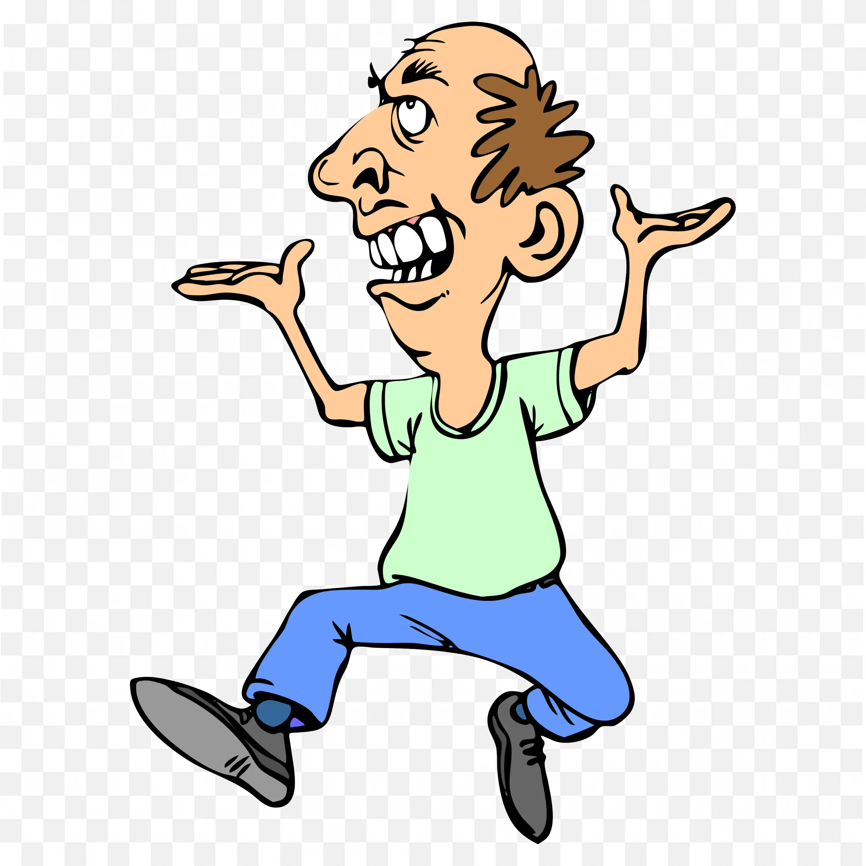 Joyful Man Jumping with Big Smile and Wide Open Arms Png