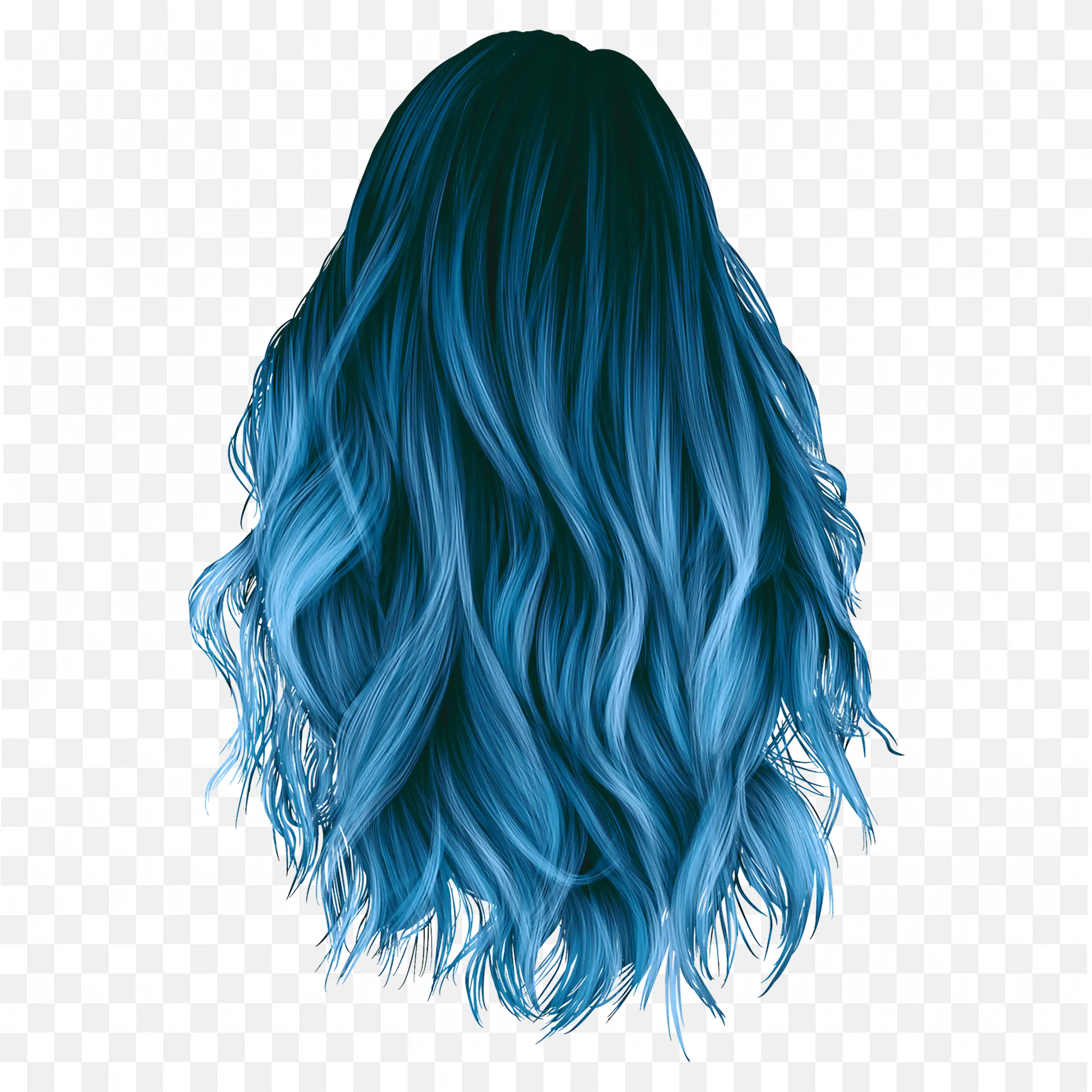 Download the Long Wavy Blue Hair Extension with White Shade