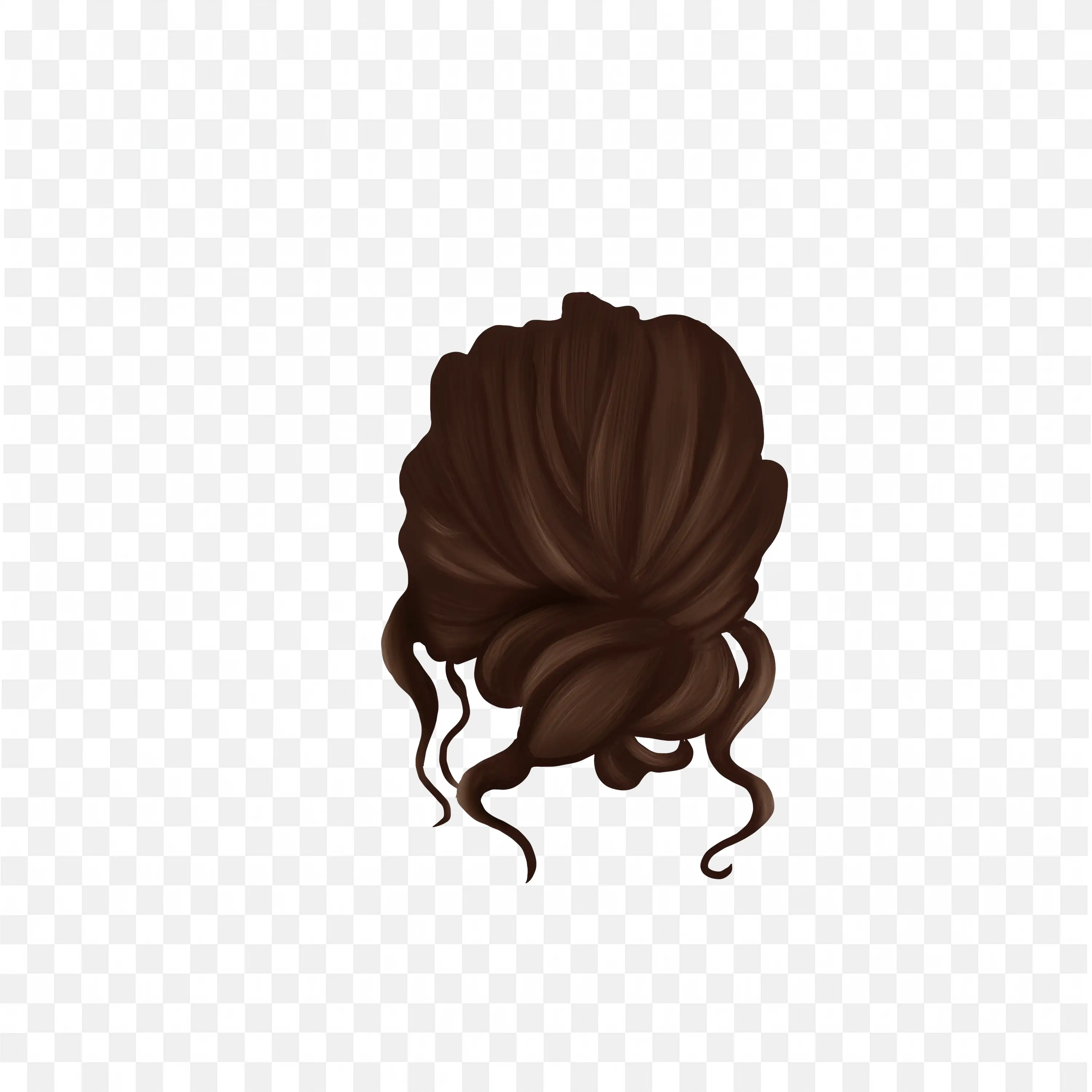 Loose Messy Brown Hair Bun Back View Visual Free Png Image