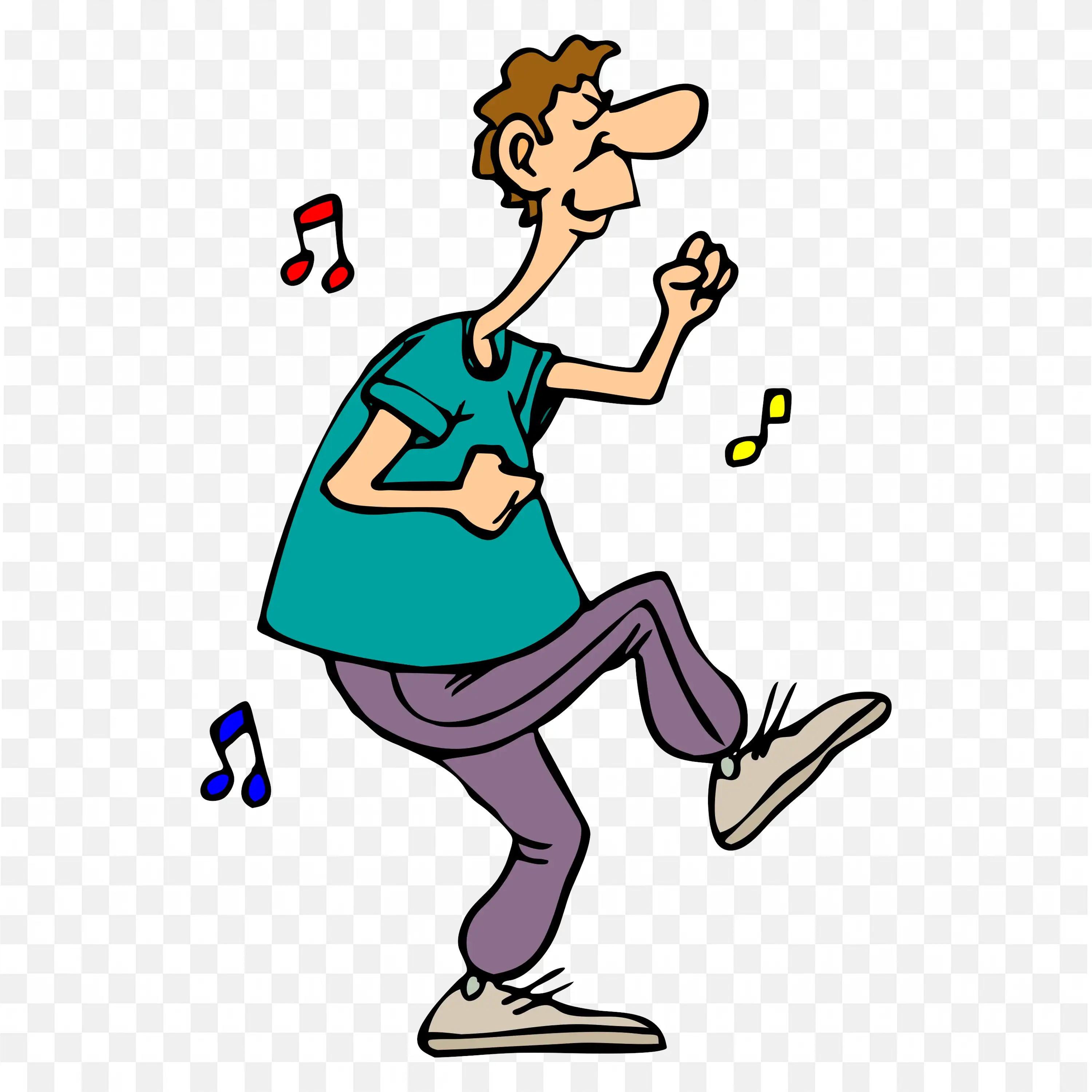 Man Dancing Joyfully to Music Notes Free Png Image Download