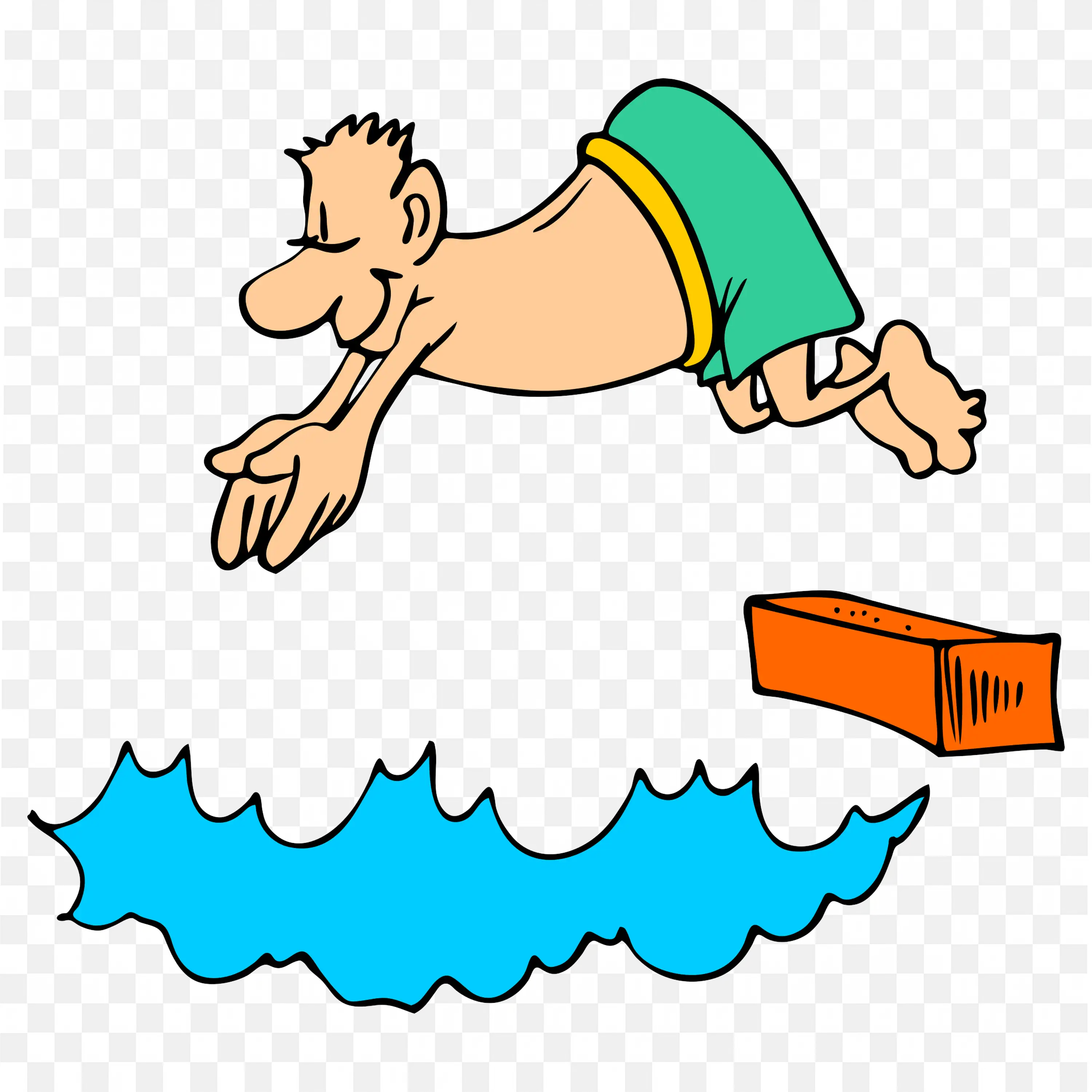 Man Diving from the Diving Board Into Blue Swimming Pool Png