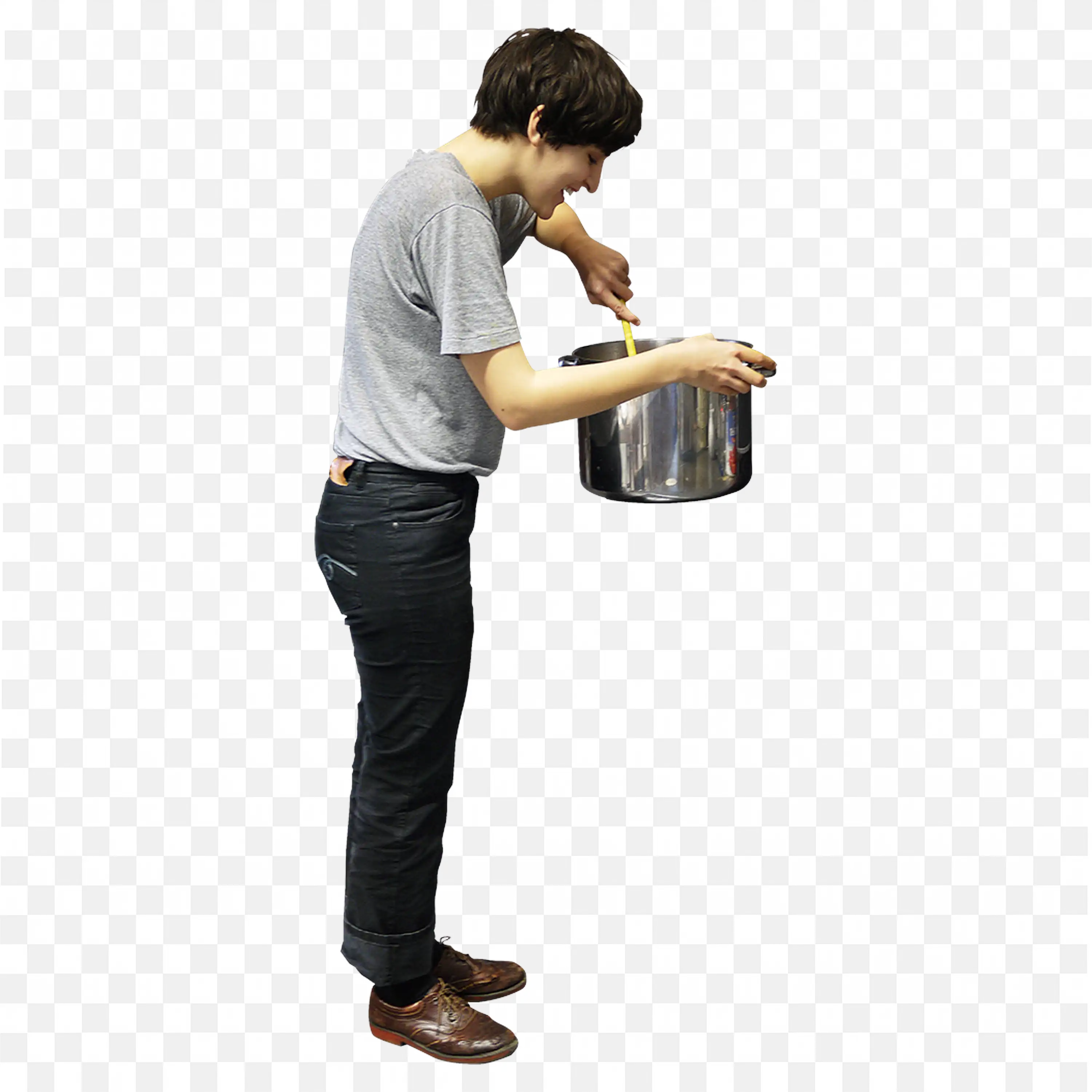 Man Eating Directly from Pot with Spoon Free Png Image