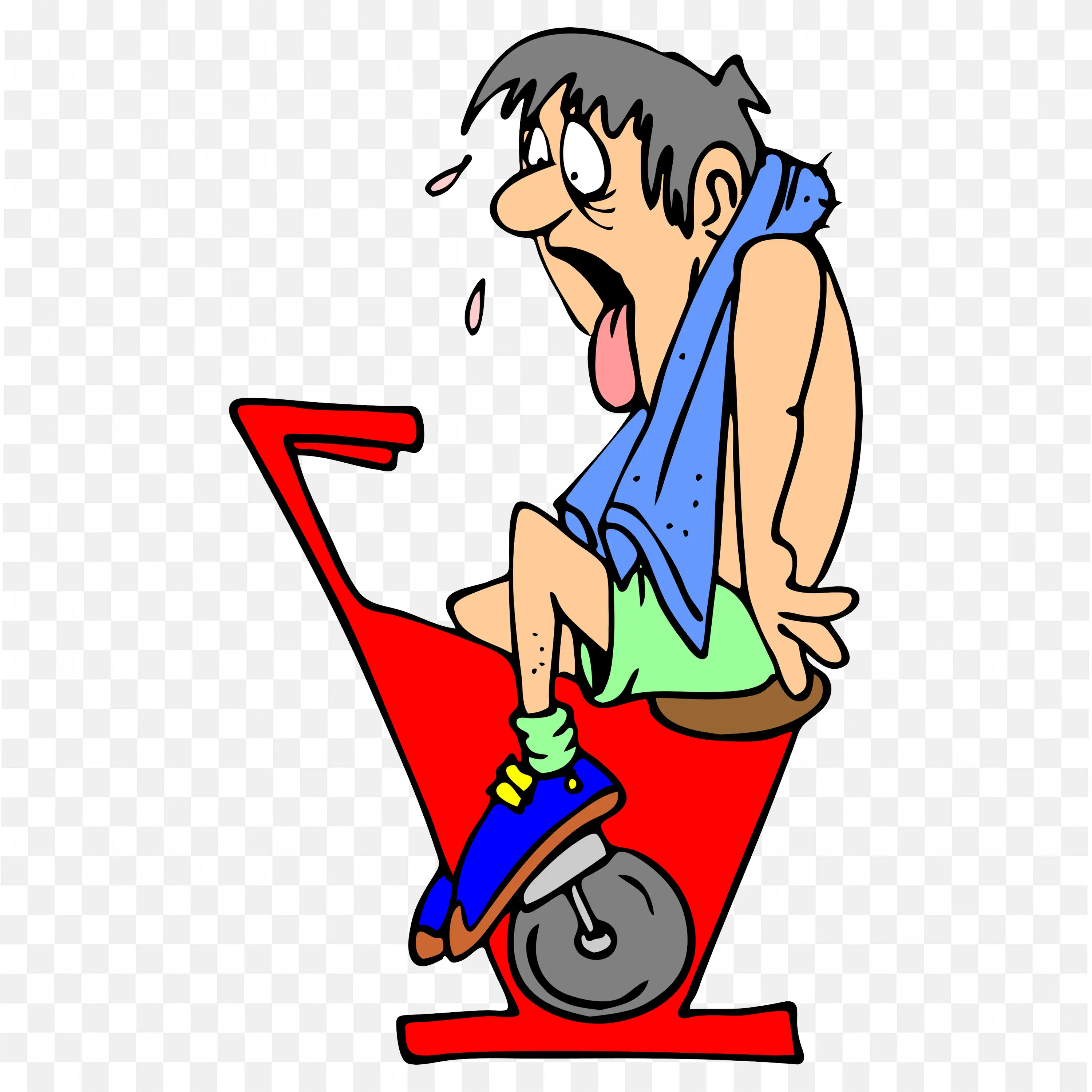 Man Gets Tired While Pedalling on an Exercise Bike Free Png