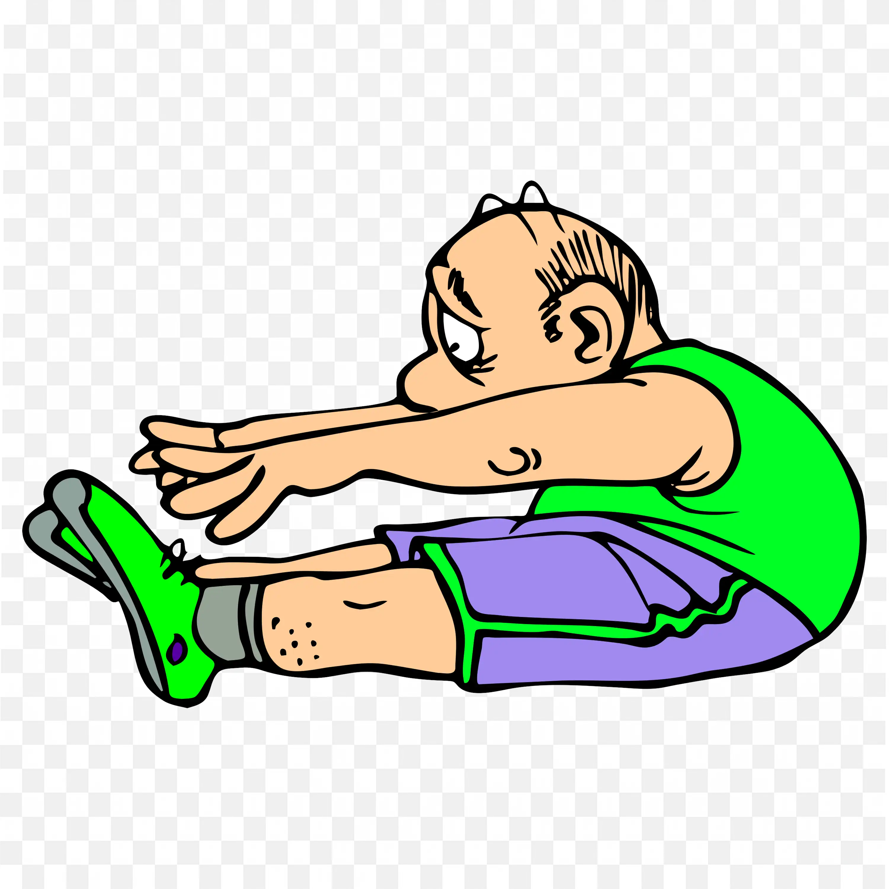 Man in Green Outfit Doing a Leg Stretch Exercise Free Png
