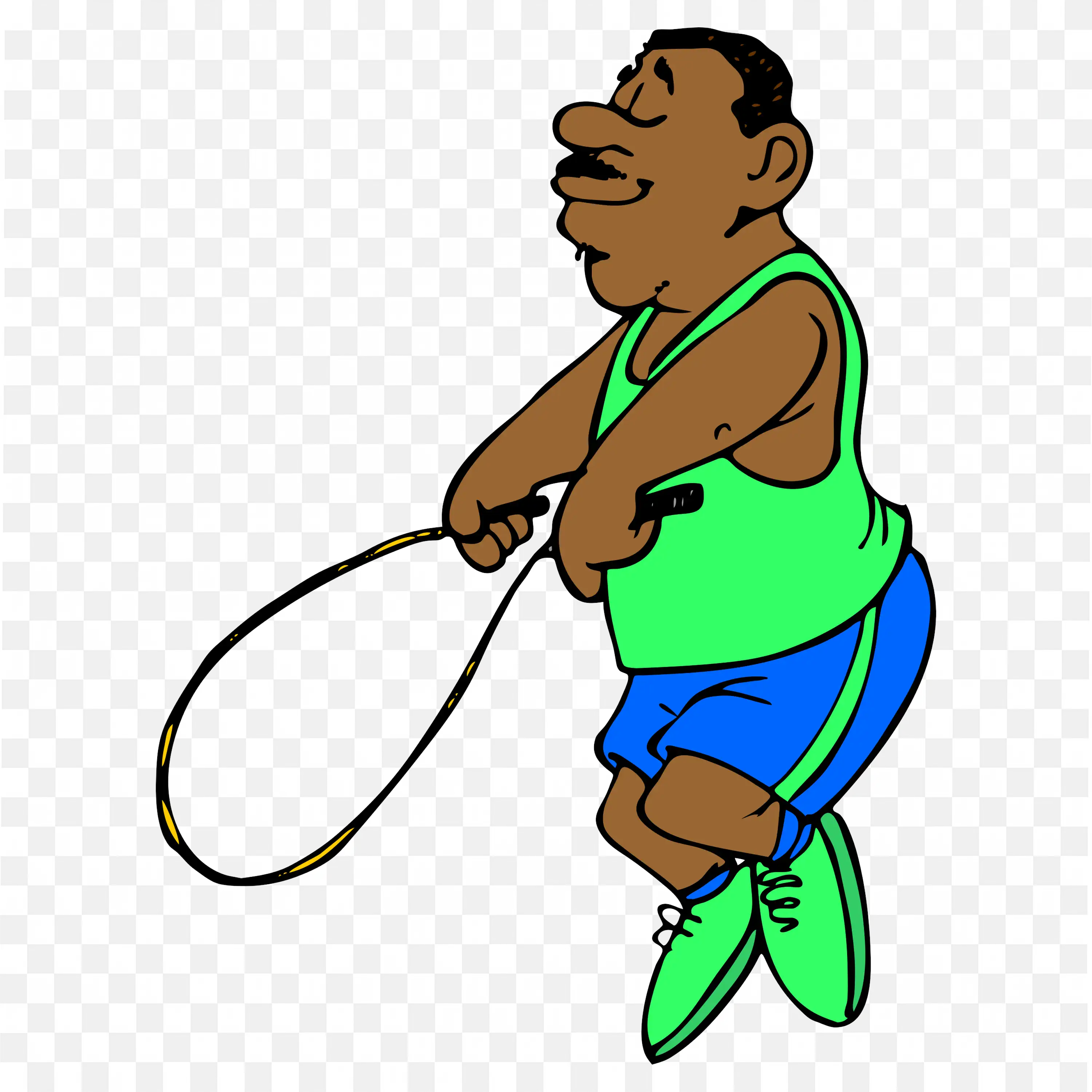 Man in Green Workout Outfit Jumping with the Skipping Rope