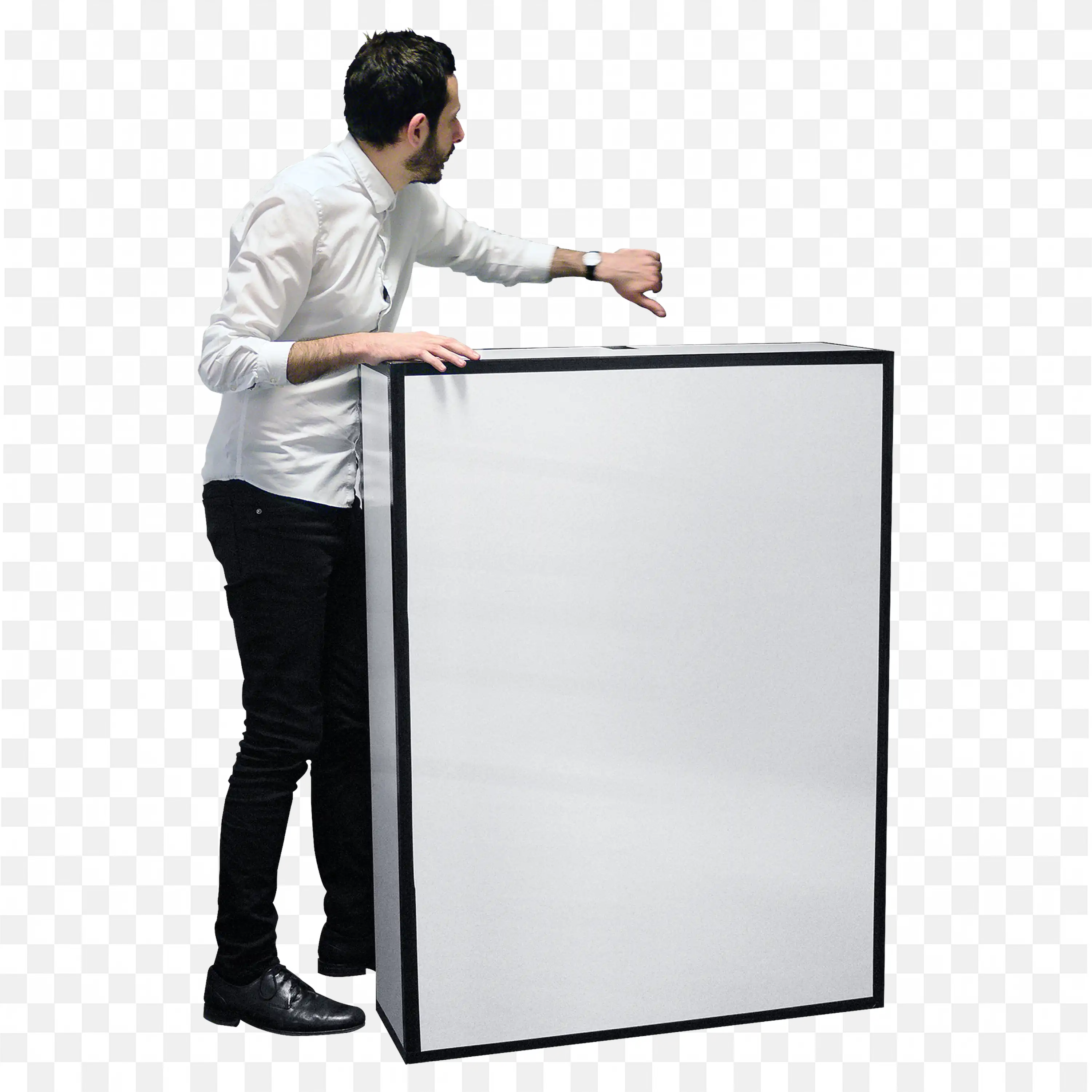Man Holding a Large Reflector Panel for Studio Free Png