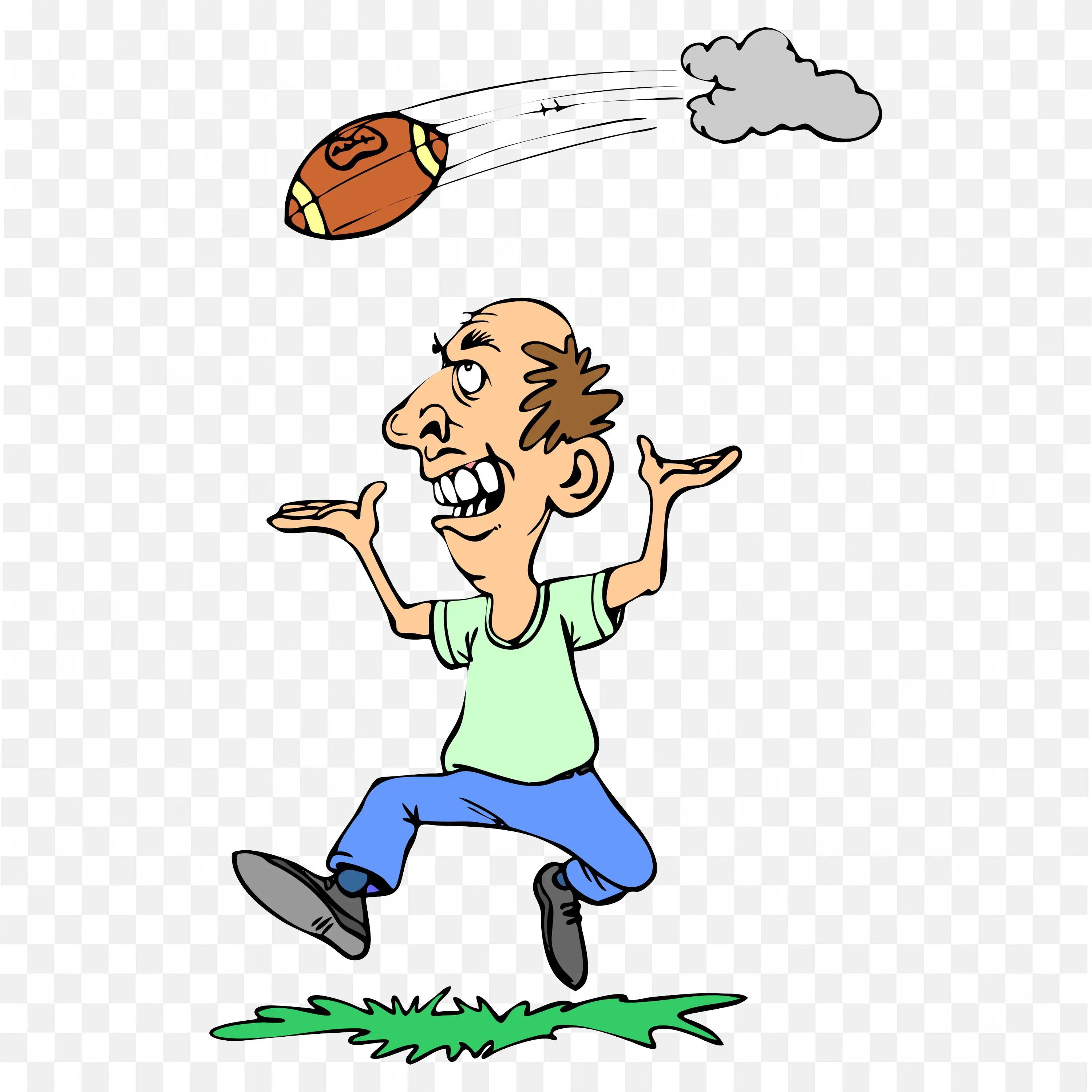 Man Jumping with Arms to Catch a Football Png Download