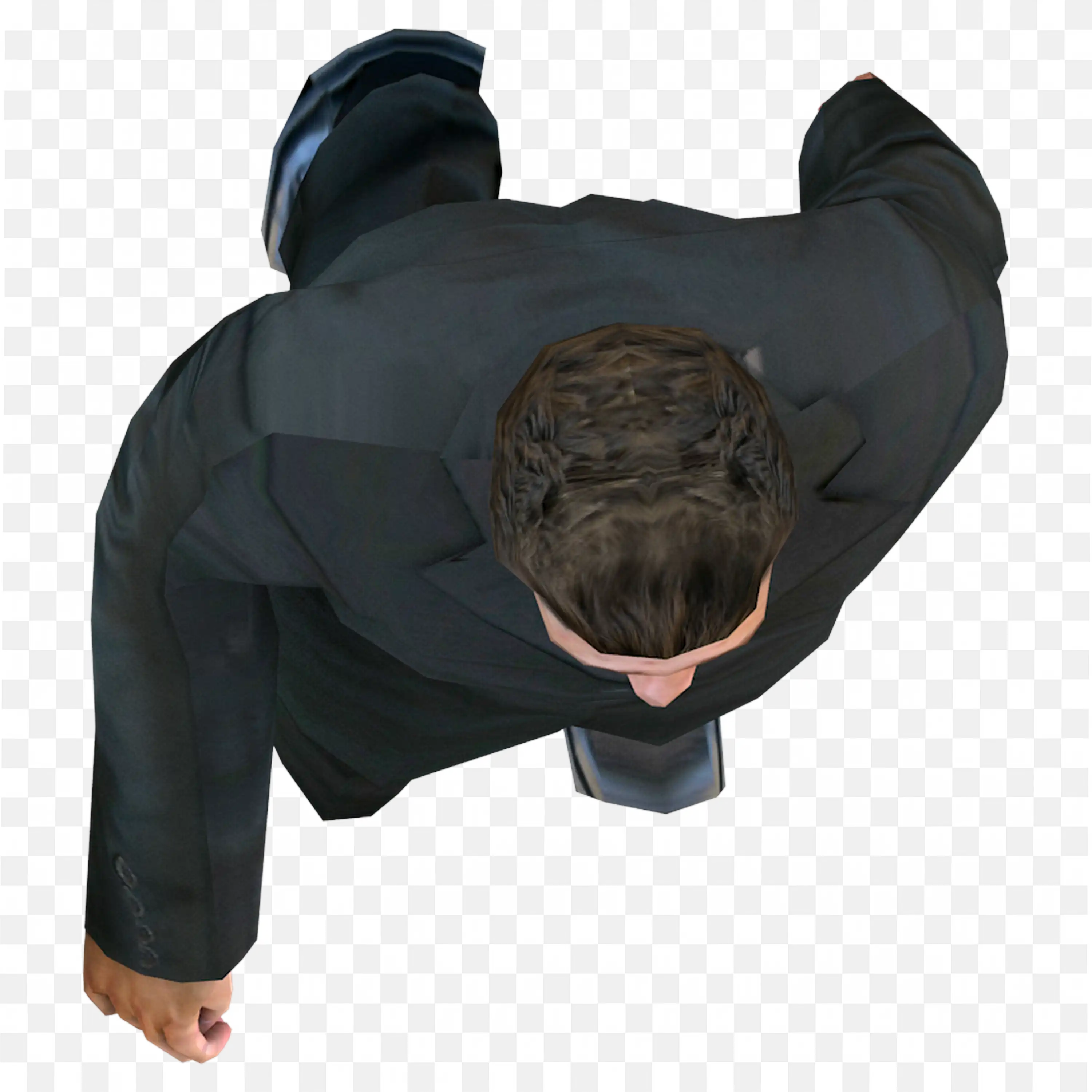 Man in Suit Walking with Arms Swinging Top View Png Free